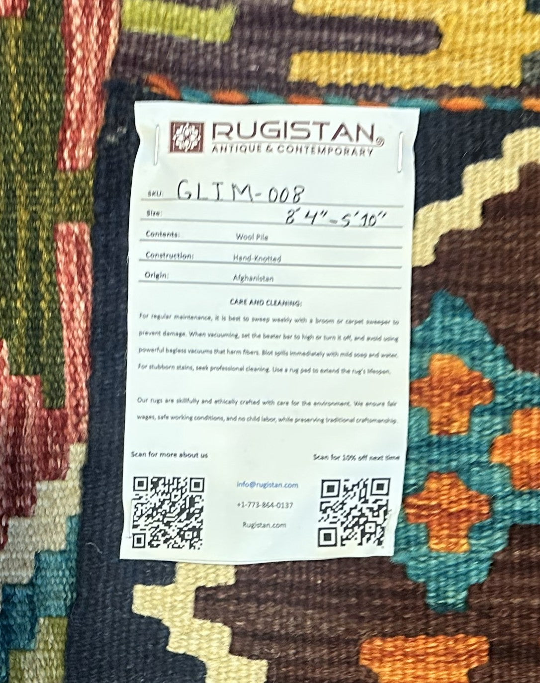 Afghan Kilim Rug 5'10" x 8'4", Hand-Woven Wool, No. 008, view 2