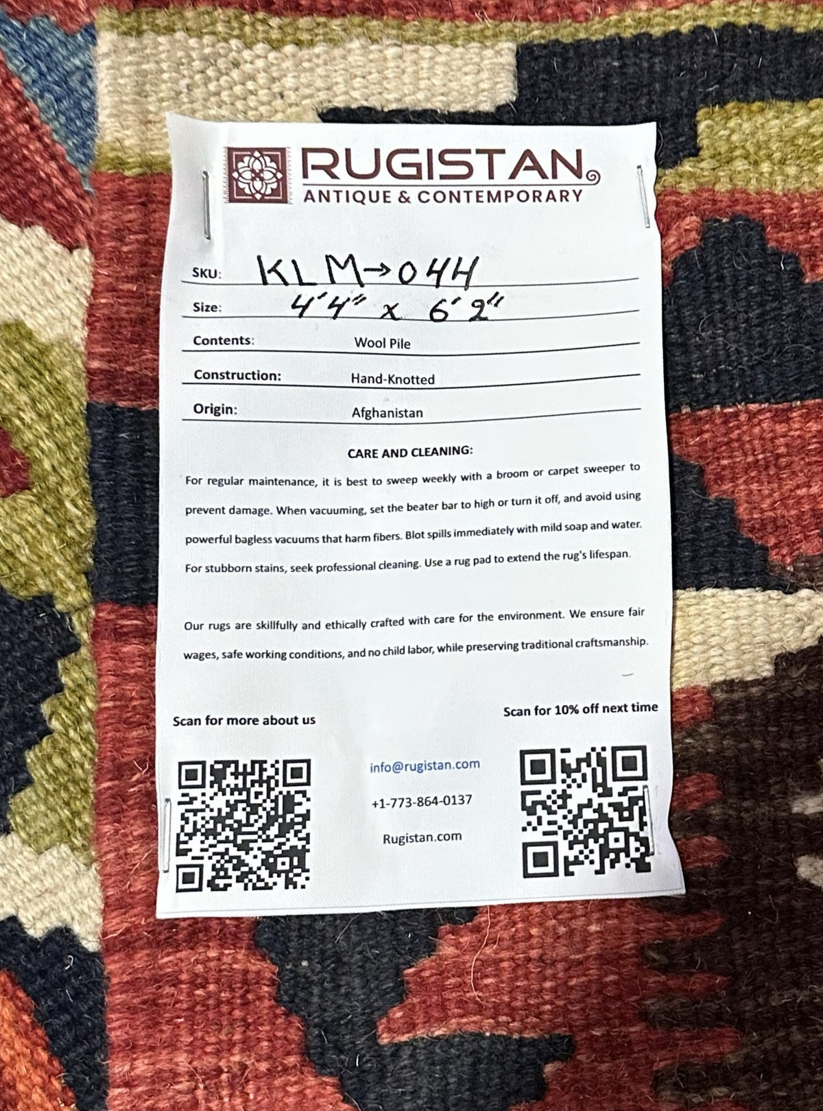 Afghan Kilim Rug 4x6, Rust, Ivory & Navy, Hand-Woven Wool Flatweave, view 4