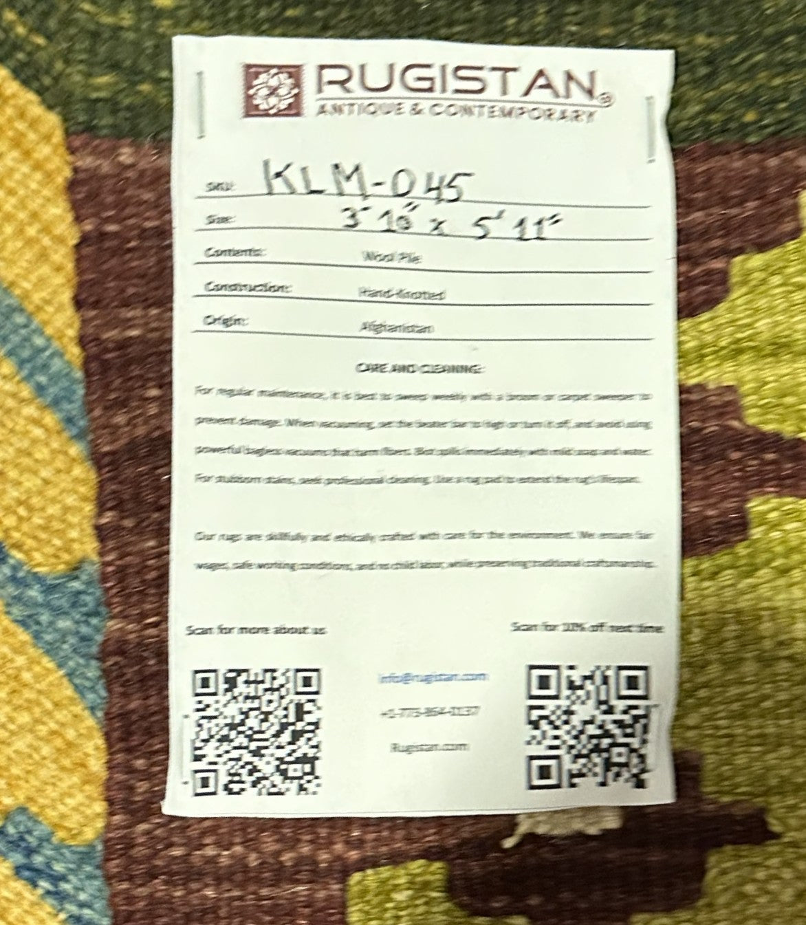 Afghan Kilim Rug 4x6, Brown, Olive Green & Gold, Hand-Woven Wool Flatweave, view 4