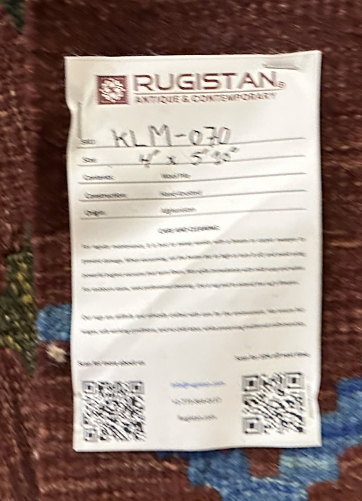 Afghan Kilim Rug 4x6, Brown, Blue & Orange, Hand-Woven Wool Flatweave, view 4