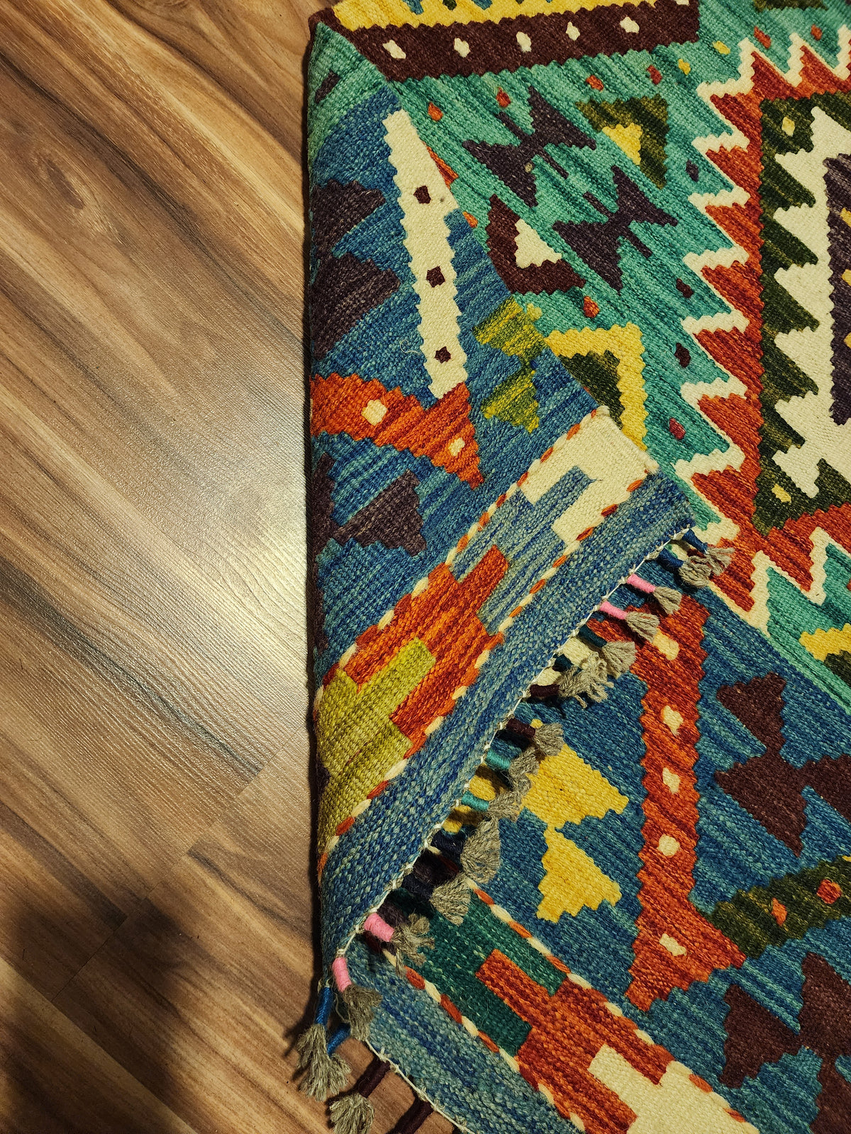 Afghan Kilim Rug 2'9" x 3'10", Hand-Woven Wool, No. 273, view 2