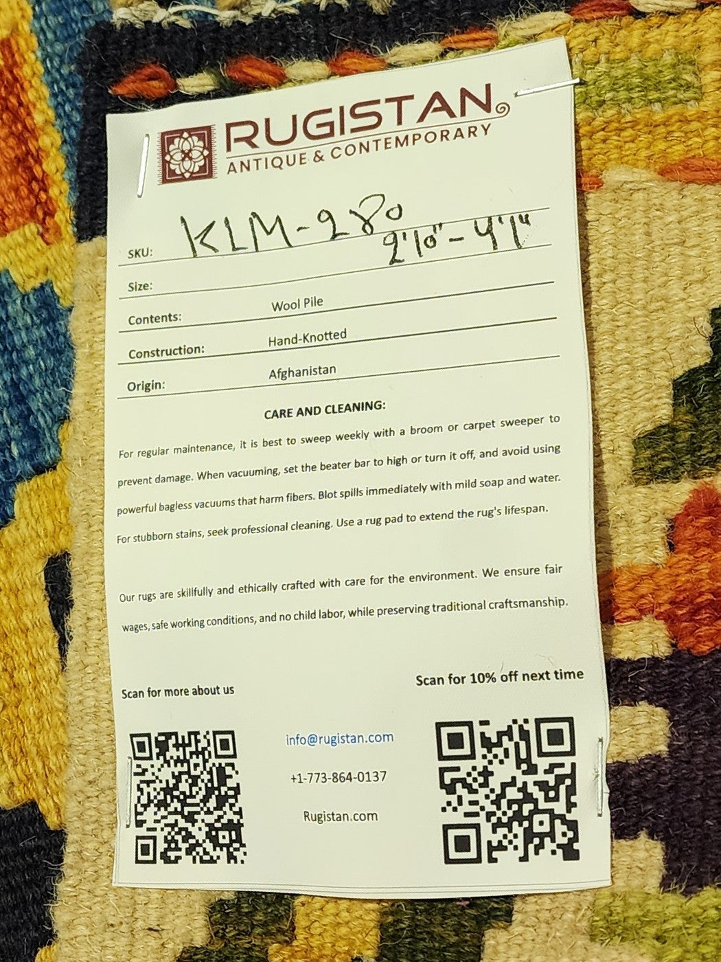 Afghan Kilim Rug 2'10" x 4'1", Hand-Woven Wool, No. 280, view 3