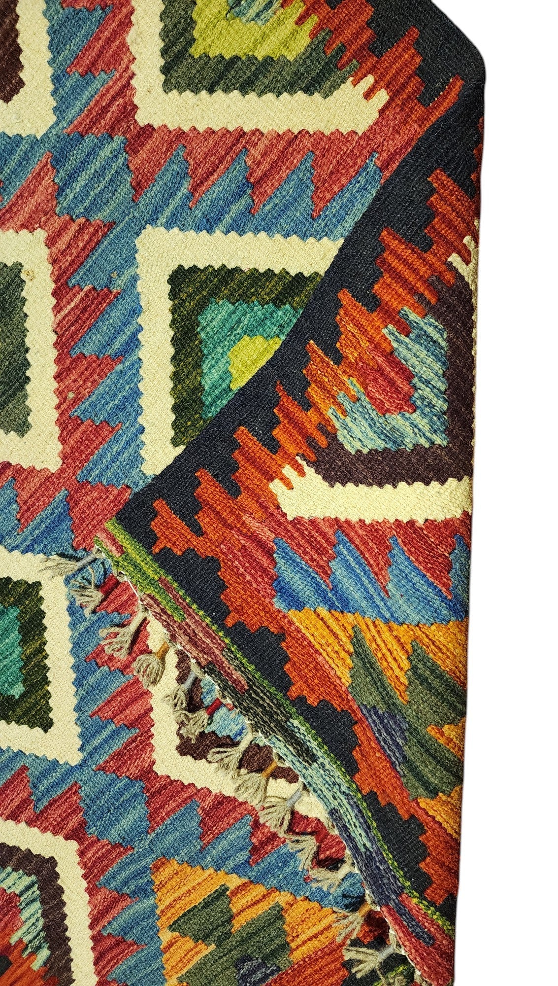 Afghan Kilim Rug 2'8" x 4'1", Hand-Woven Wool, No. 292, view 2