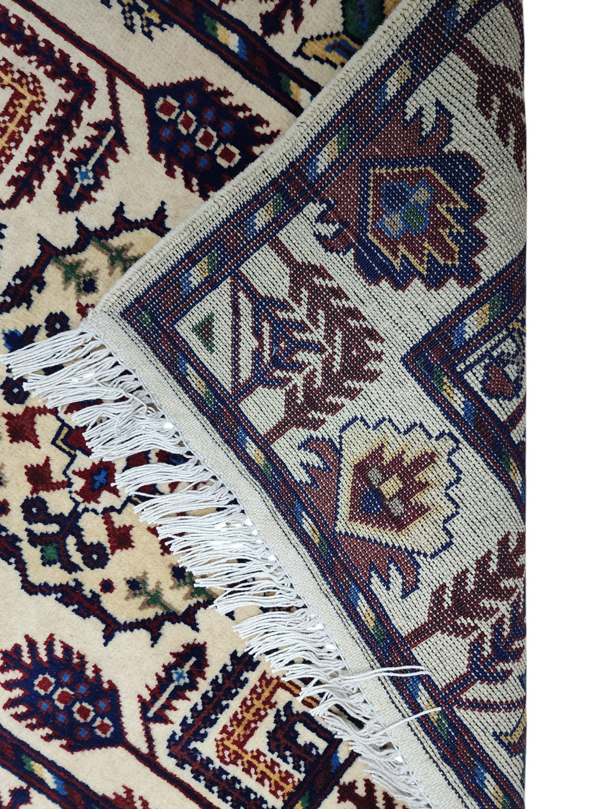 Afghan Gandom Rug 2'7" x 4', Hand-Knotted Wool, Cream & Red, view 3