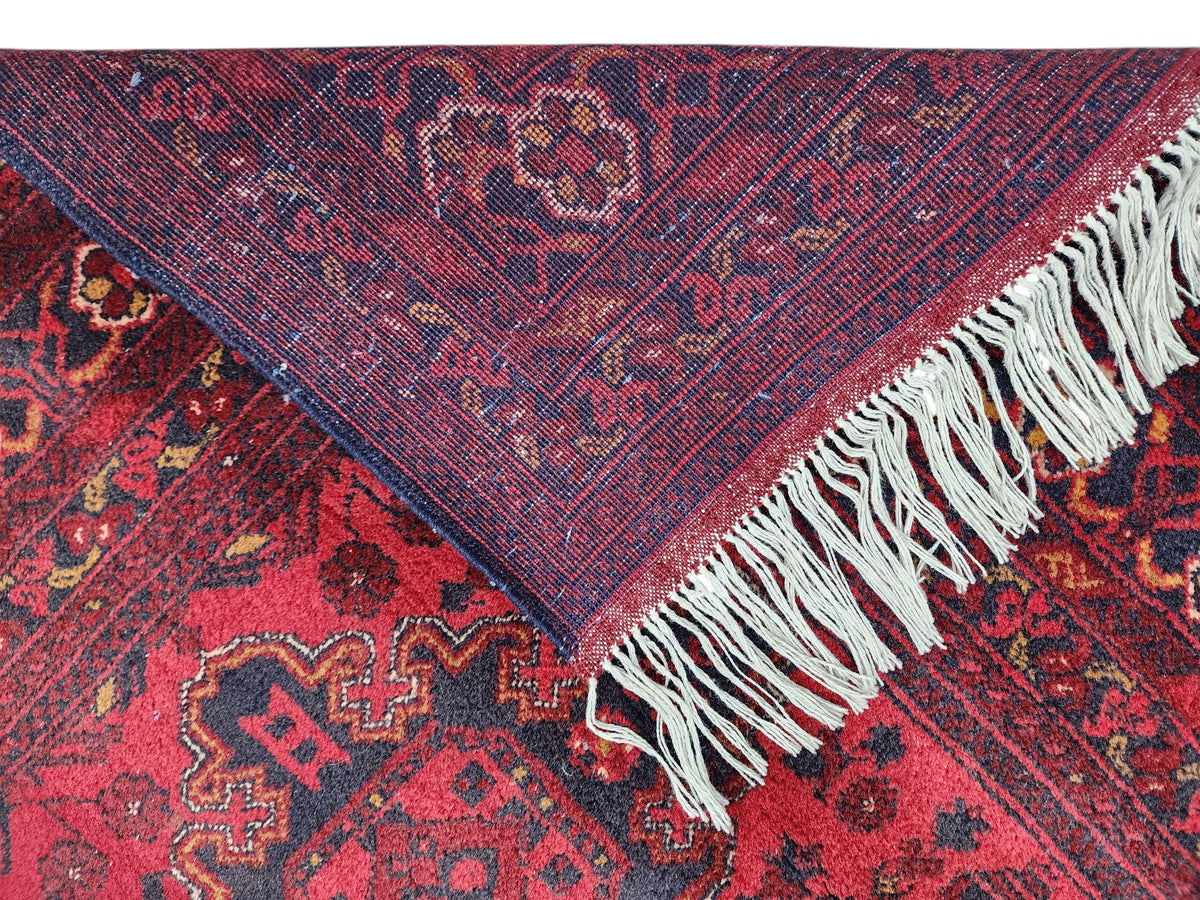 Afghan Patnos Rug 6'9" x 9'5", Hand-Knotted Wool, Red, view 3
