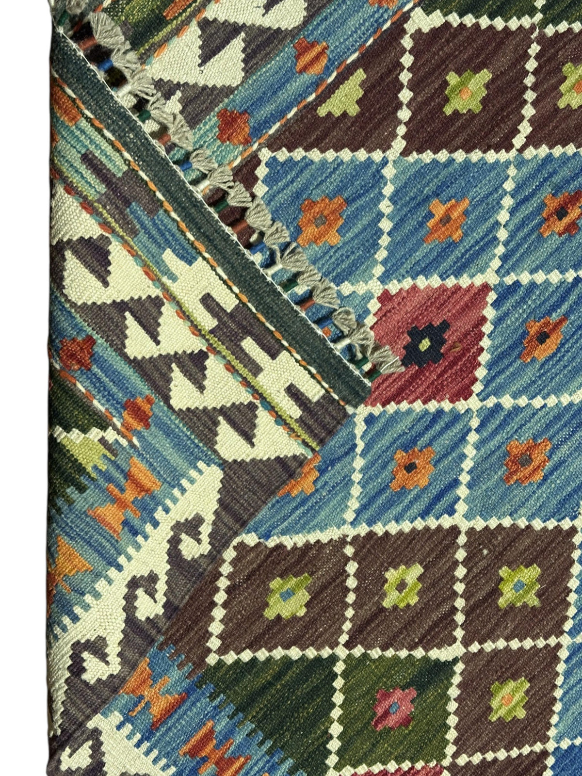 Afghan Kilim Rug 3'6" x 4'11", Hand-Woven Wool, No. 196, view 3