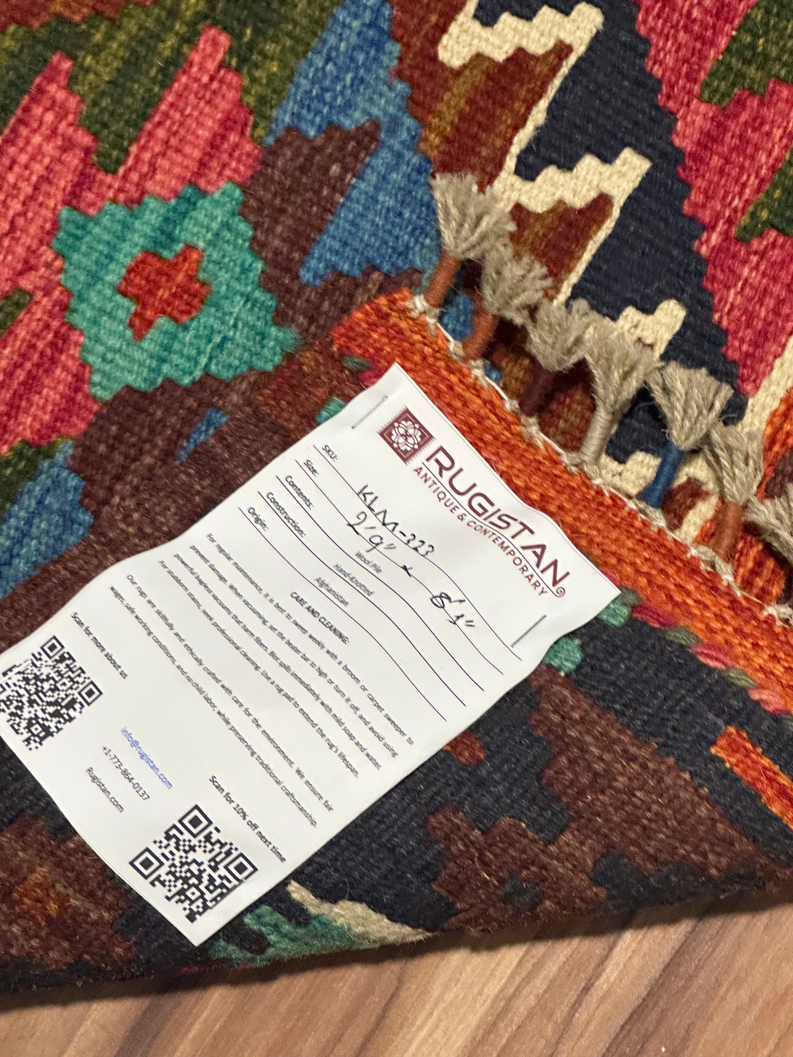 Afghan Kilim Runner 2'9" x 8'1", Hand-Woven Wool, No. 323, view 4