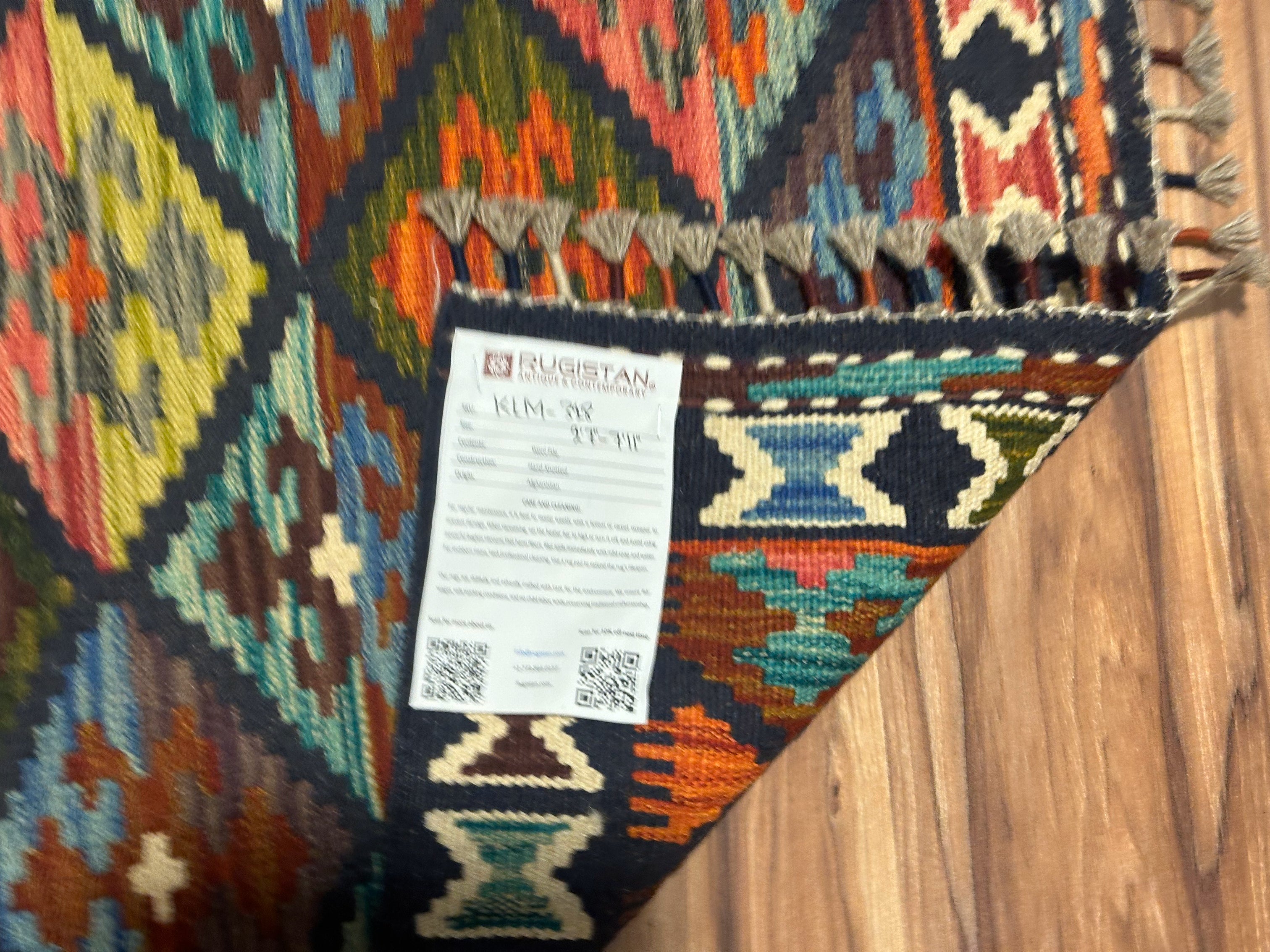Afghan Kilim Runner 2'7" x 7'11", Hand-Woven Wool, No. 328, view 4