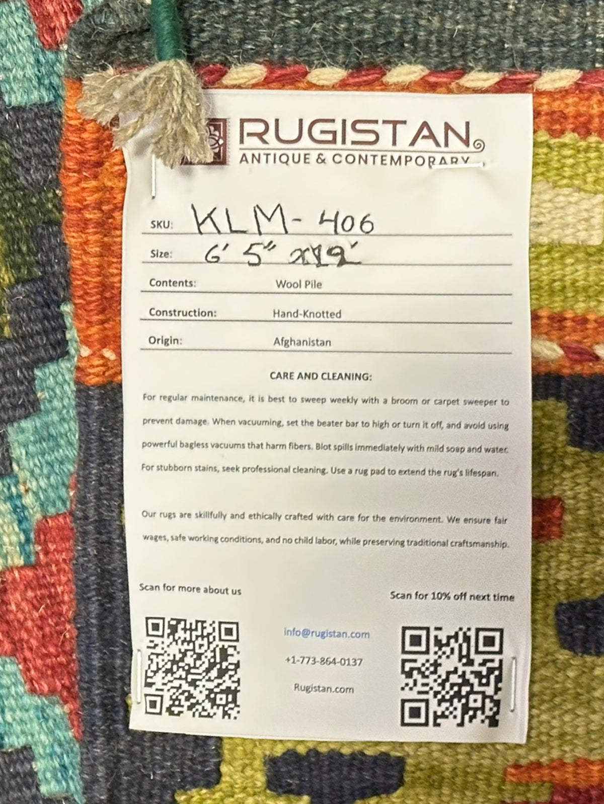 Afghan Kilim Rug 6x10, Navy, Rust & Teal, Hand-Woven Wool Flatweave, view 4