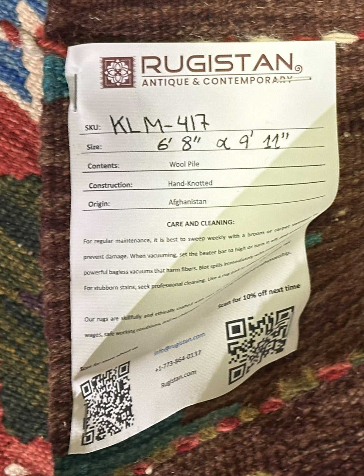 Afghan Kilim Rug 7x10, Teal, Brown & Pink, Hand-Woven Wool Flatweave, view 4