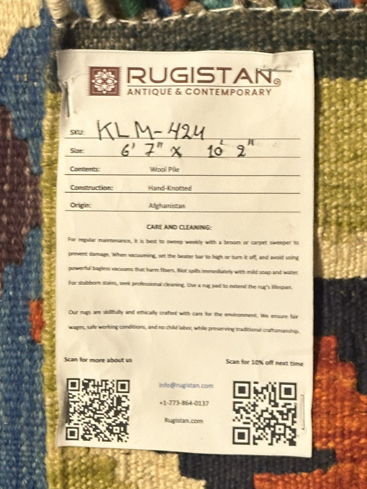 Afghan Kilim Rug 7x10, Blue, Navy & Rust, Hand-Woven Wool Flatweave, view 4