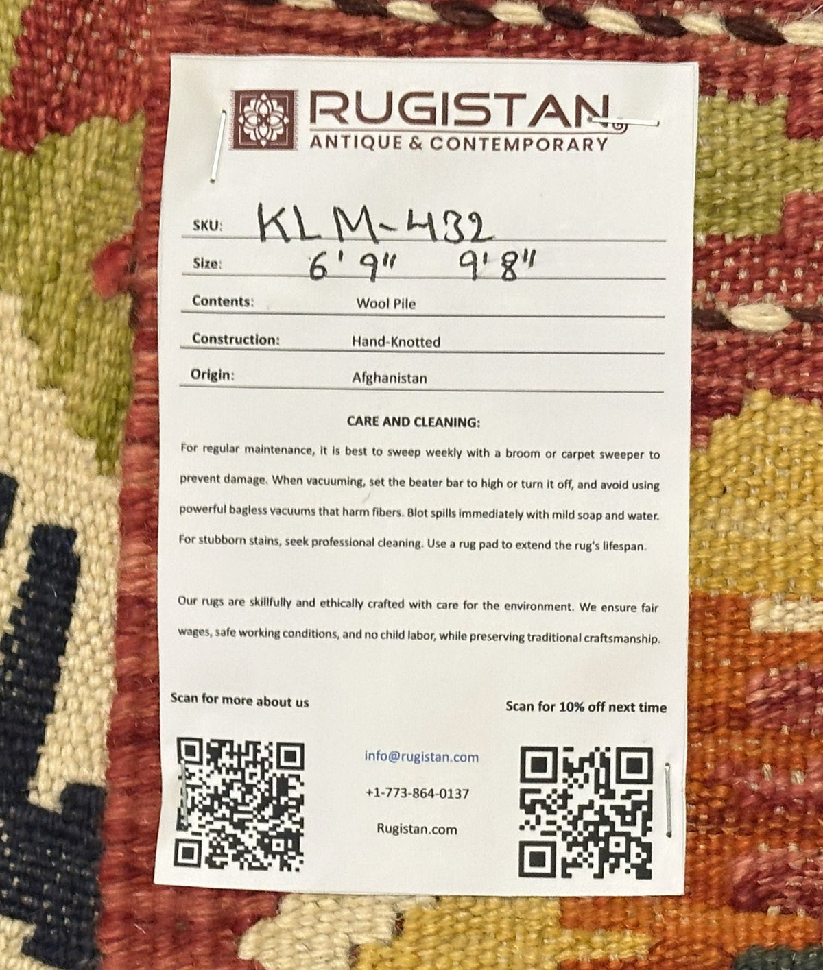 Afghan Kilim Rug 7x10, Navy, Ivory & Red, Hand-Woven Wool Flatweave, view 4