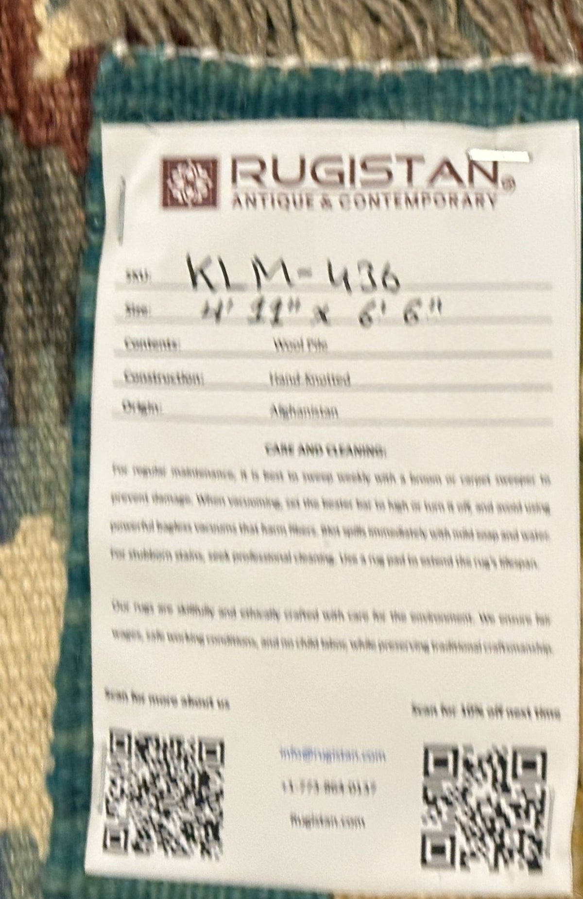 Afghan Kilim Rug 5x6, Olive Green, Teal & Ivory, Hand-Woven Wool Flatweave, view 4
