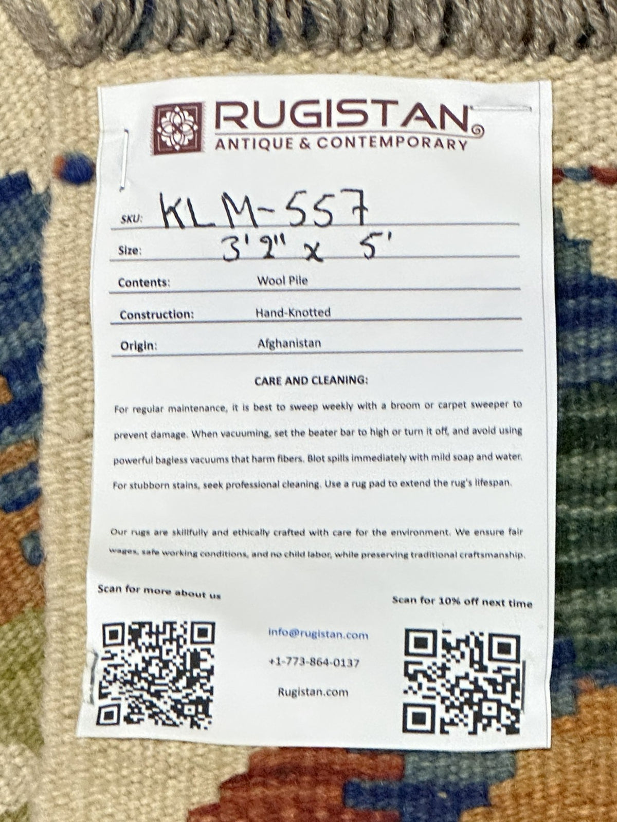 Afghan Kilim Rug 3'2" x 5', Hand-Woven Wool, No. 557, view 4