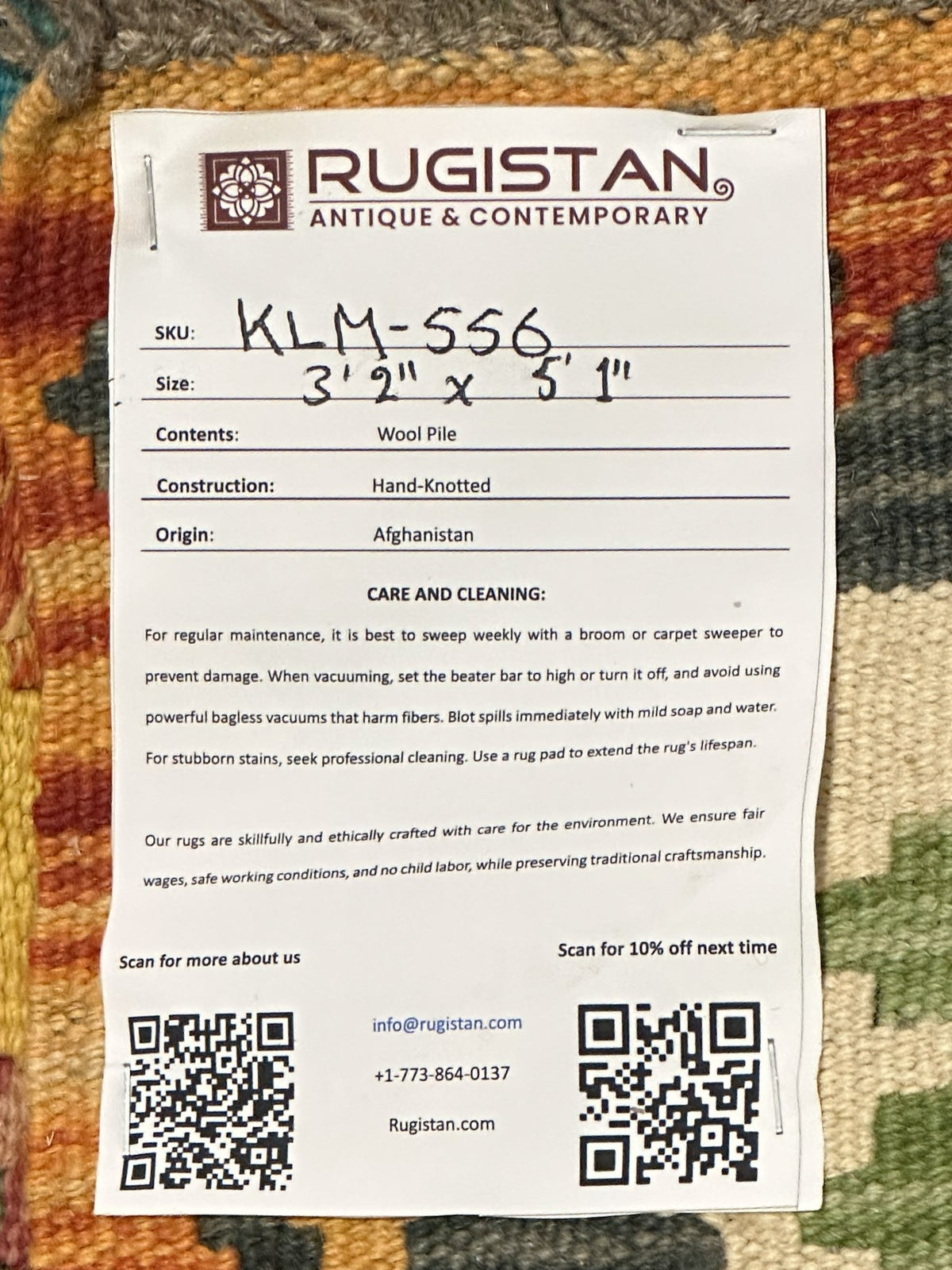 Afghan Kilim Rug 3'2" x 5'1", Hand-Woven Wool, No. 556, view 4