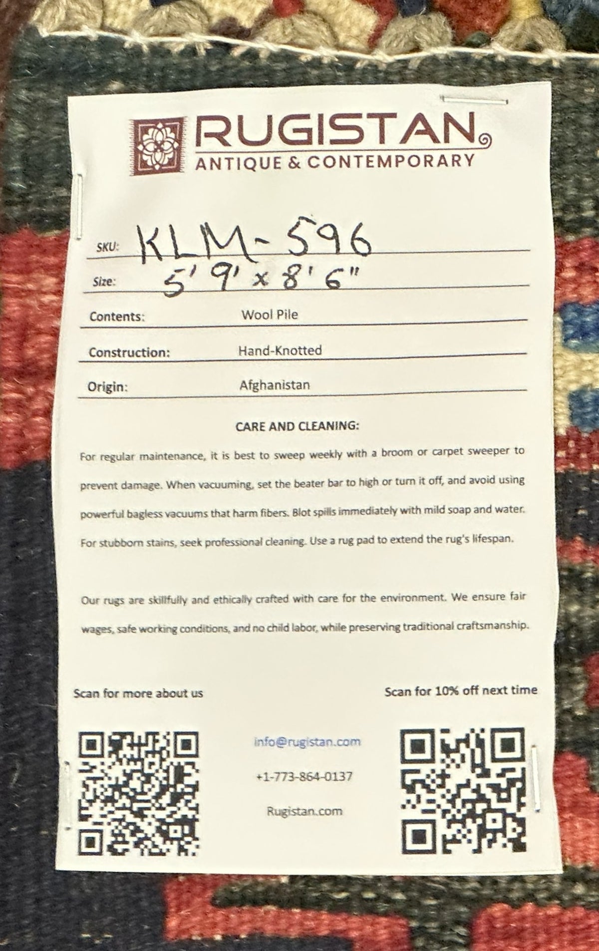 Afghan Kilim Rug 5'9" x 8'6", Hand-Woven Wool, No. 596, view 4