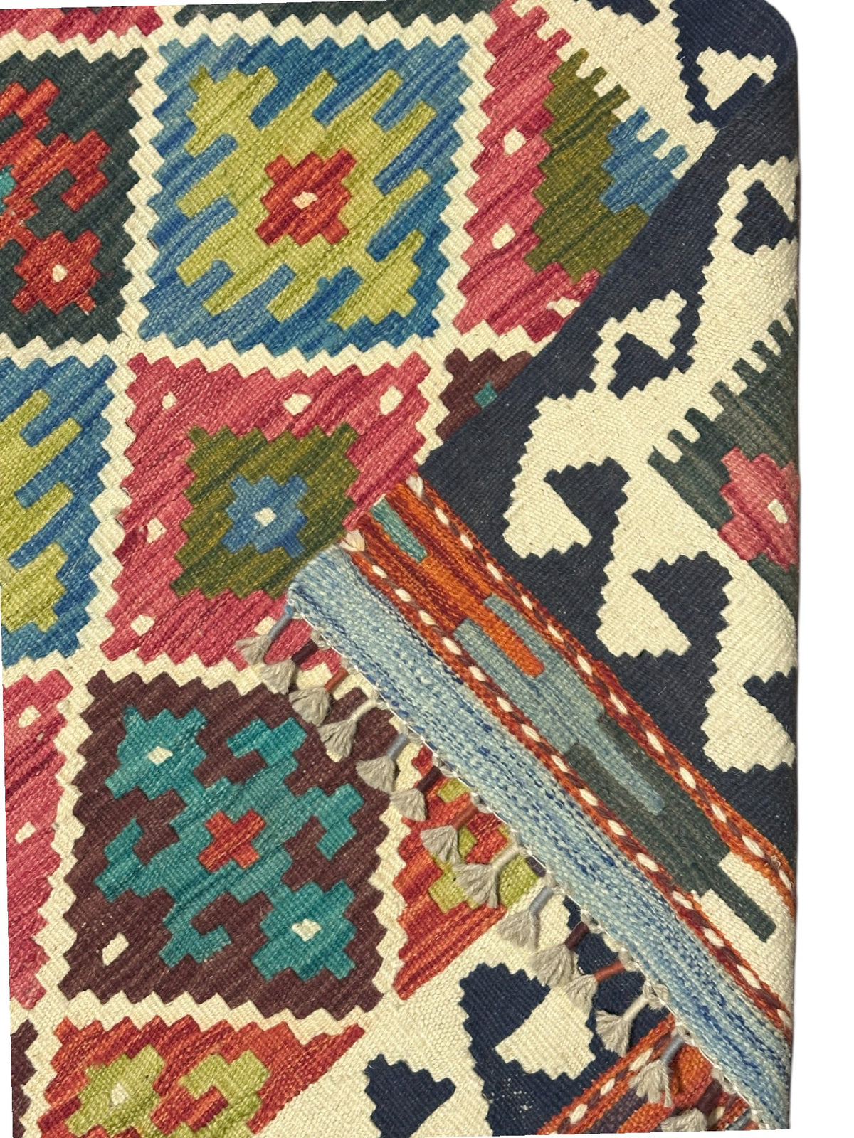 Afghan Kilim Rug 3'6" x 4'10", Hand-Woven Wool, No. 608, view 3
