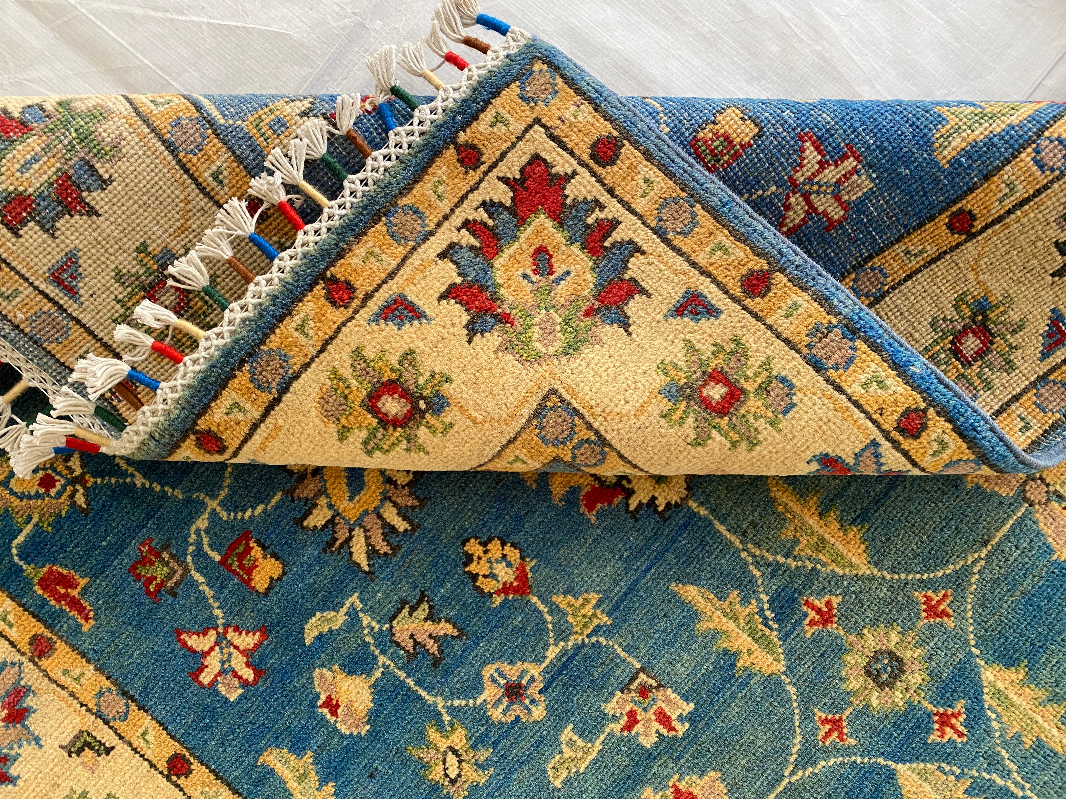 Afghani Rug 4x6 size range tribal Blue laid flat