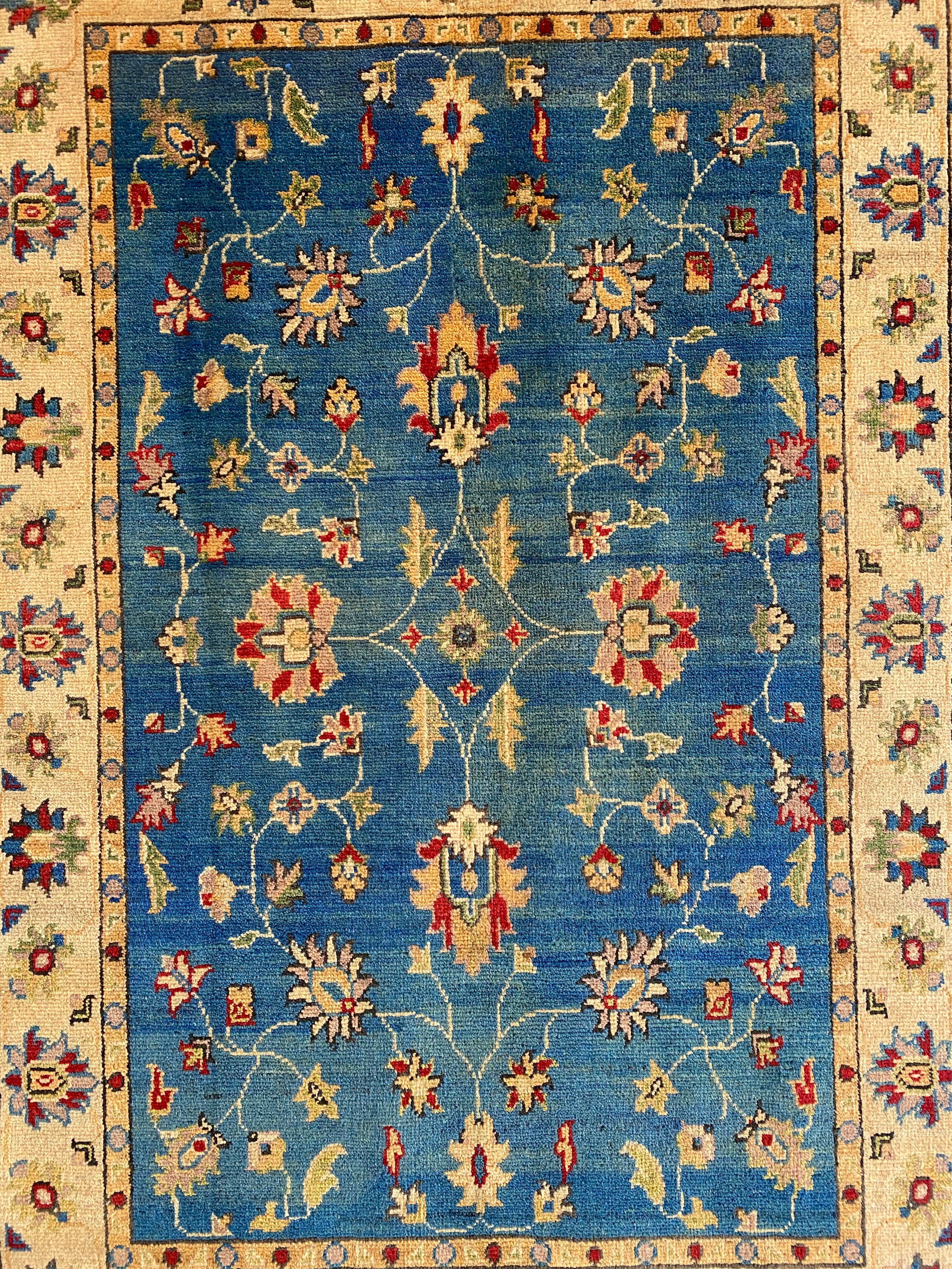 Afghani Rug 4x6 size range tribal Blue laid flat