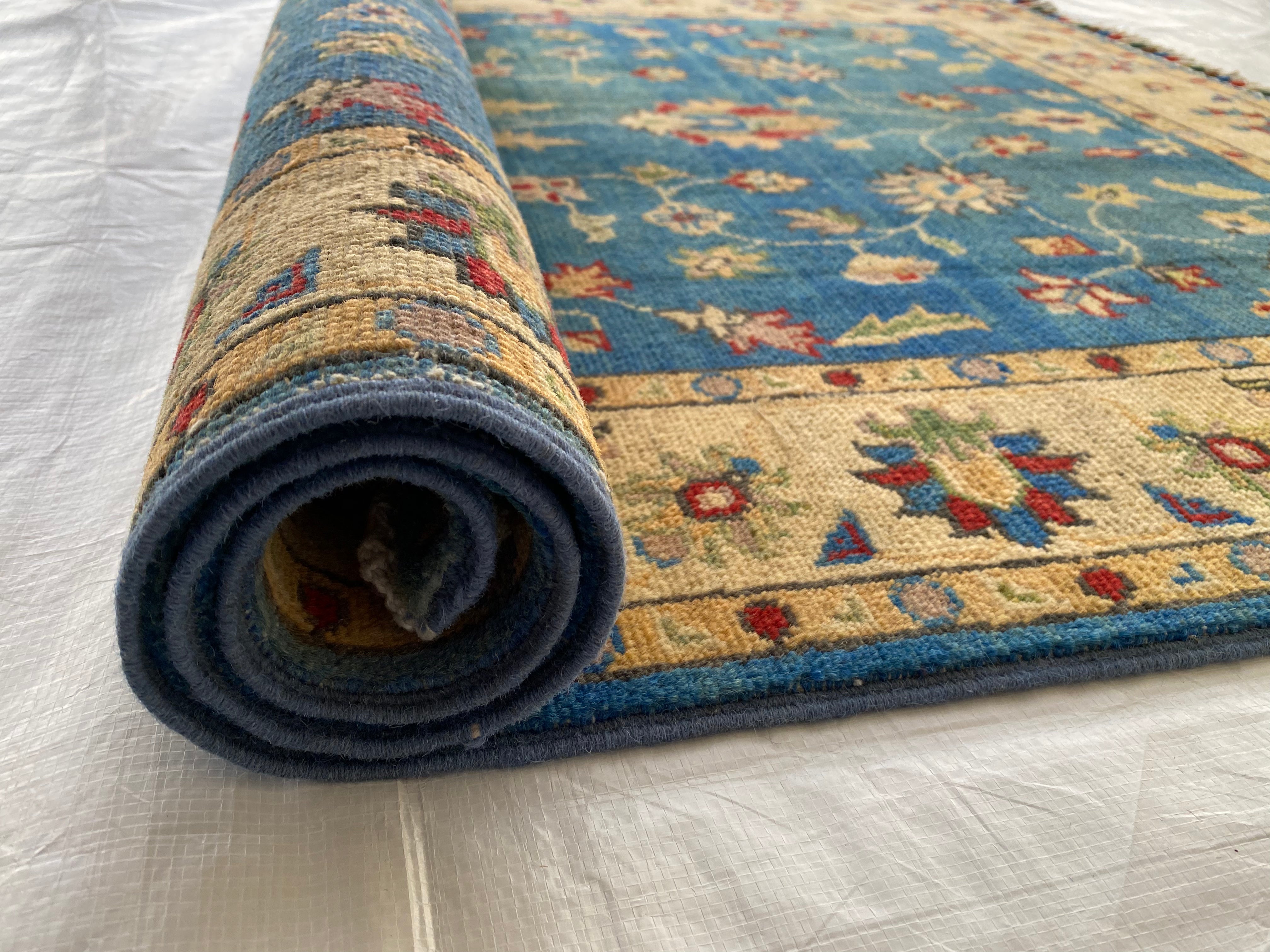 Afghani Rug 4x6 size range tribal Blue laid flat