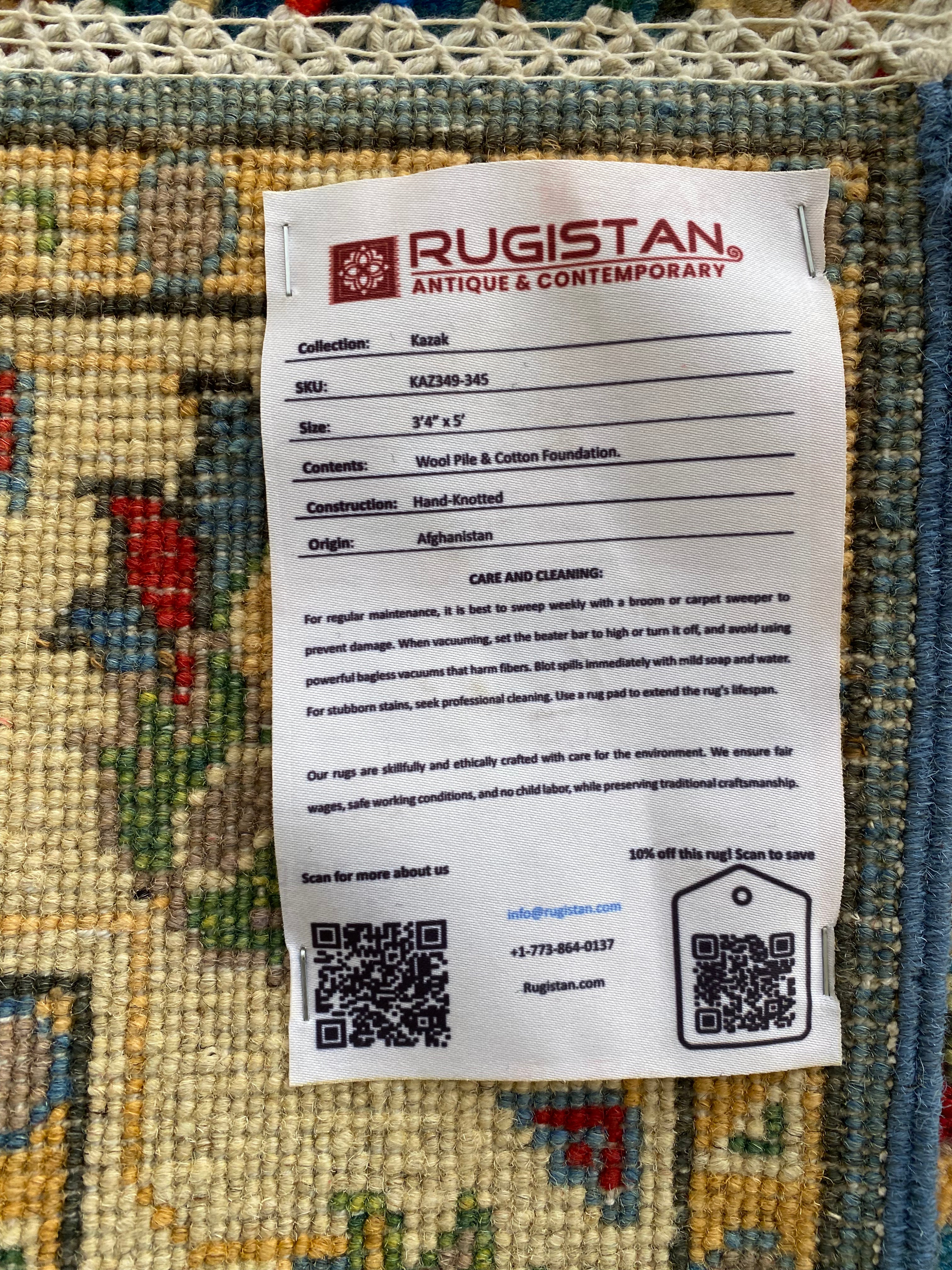 Afghani Rug 4x6 size range tribal Blue laid flat