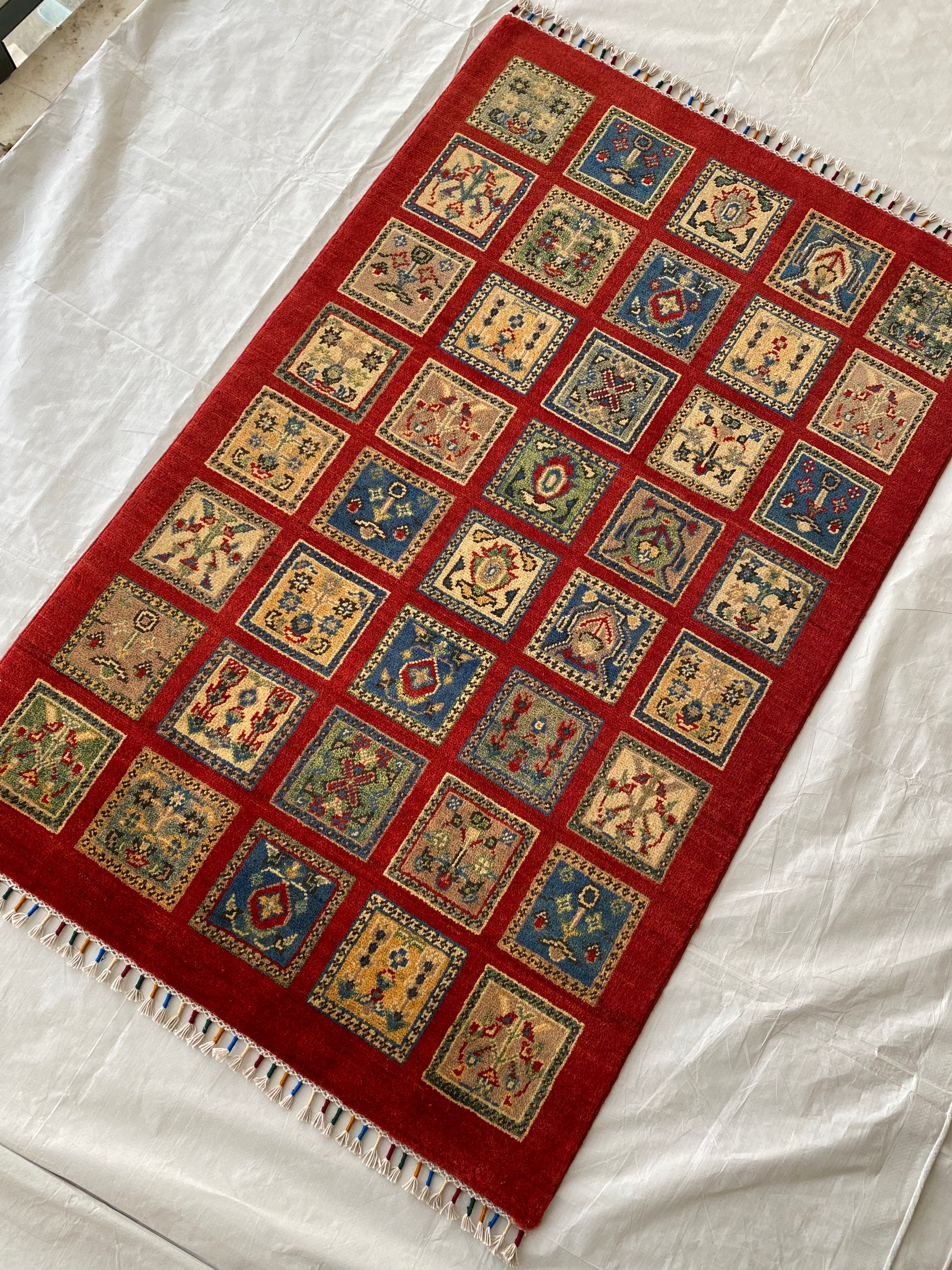 Afghani Rug 4x6 size range tribal Red laid flat