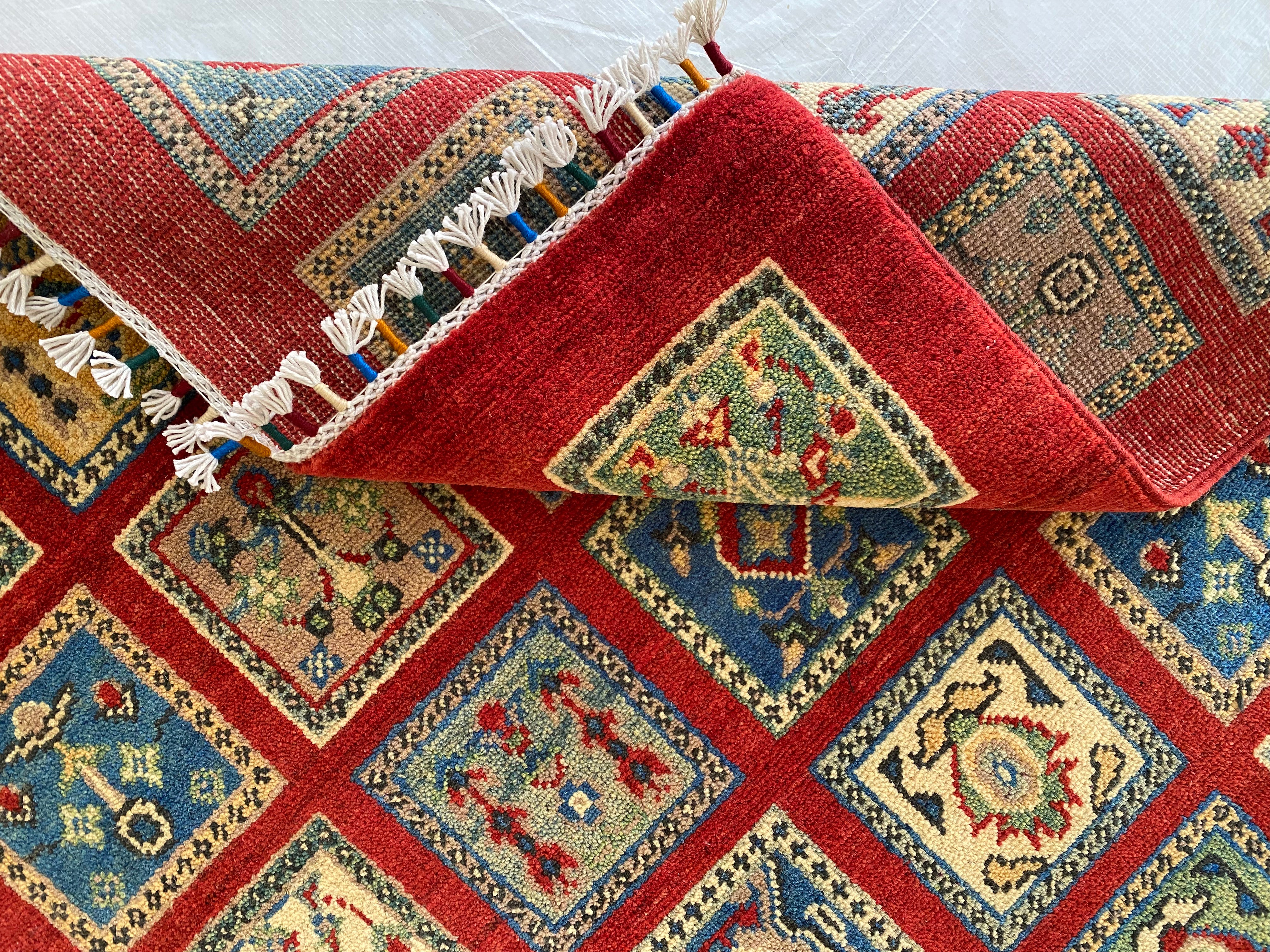 Afghani Rug 4x6 size range tribal Red laid flat
