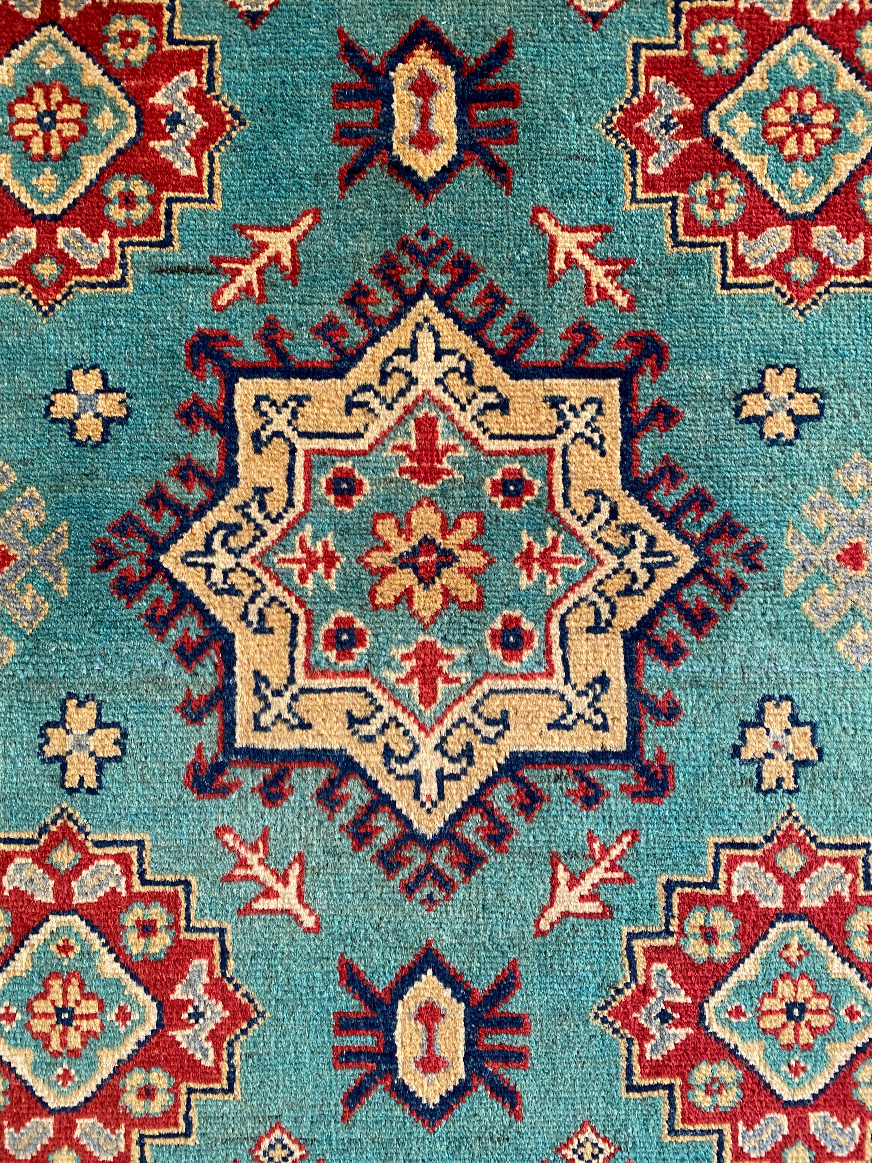 Afghani Rug 4x6 size range tribal Red Blue laid flat