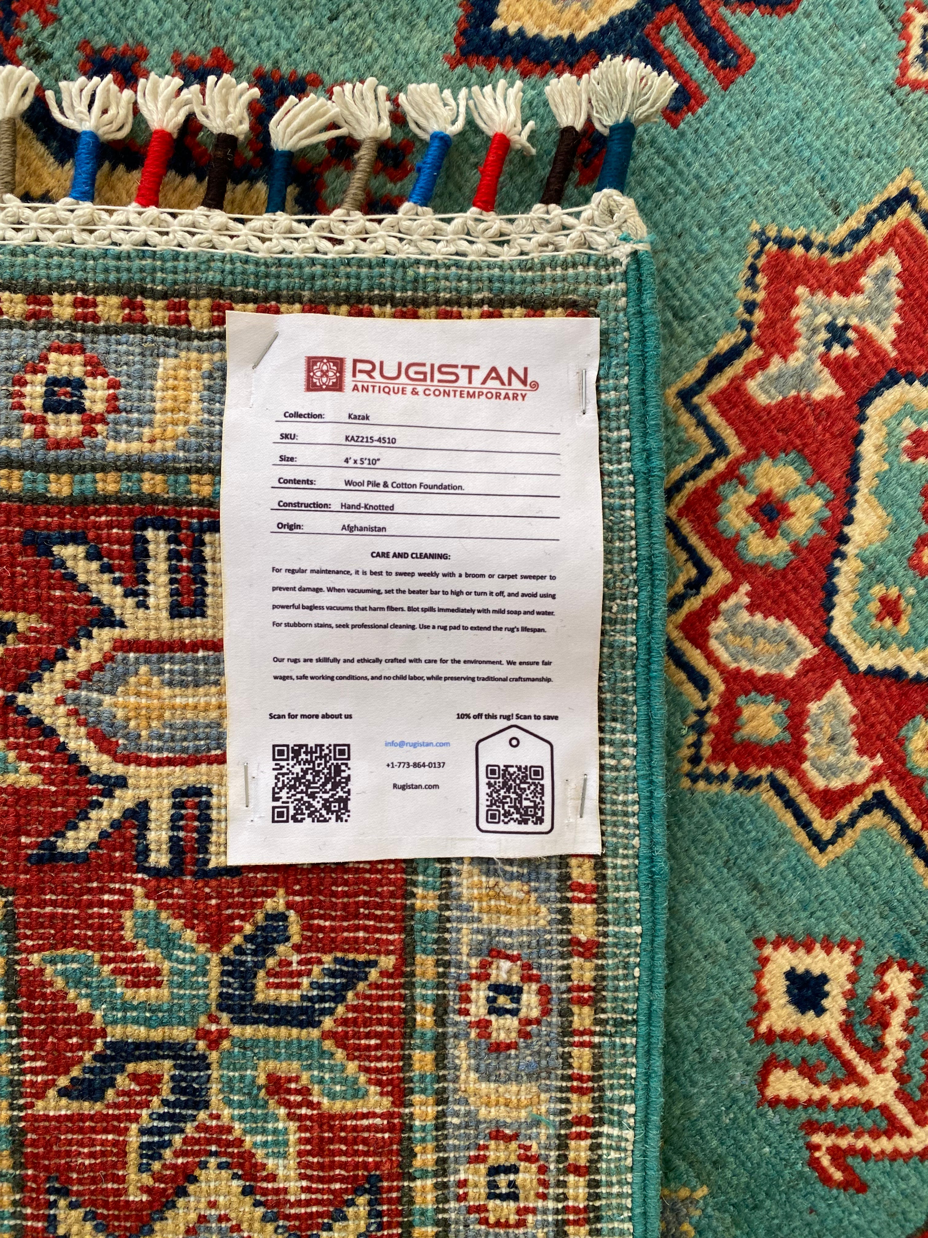 Afghani Rug 4x6 size range tribal Red Blue laid flat