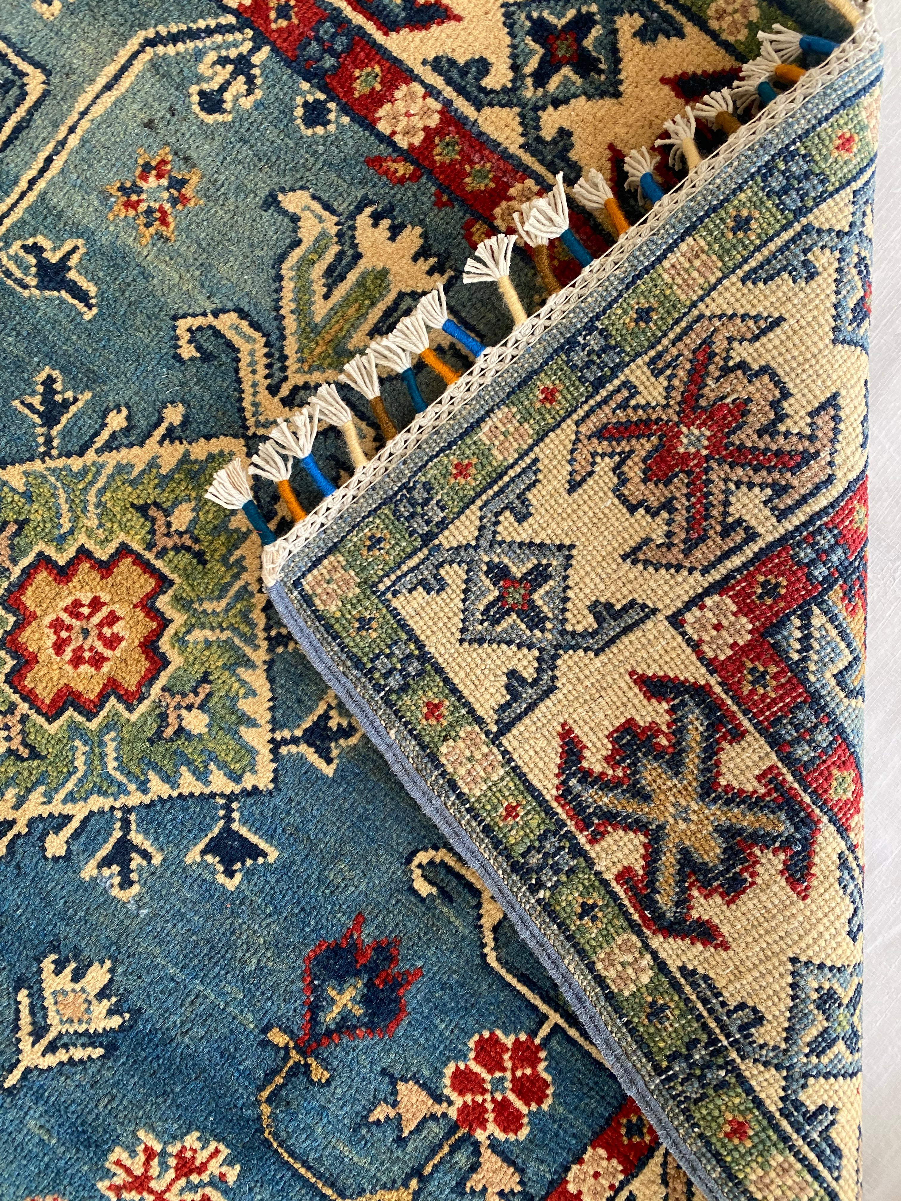 Afghani Rug 4x6 size range tribal Blue laid flat
