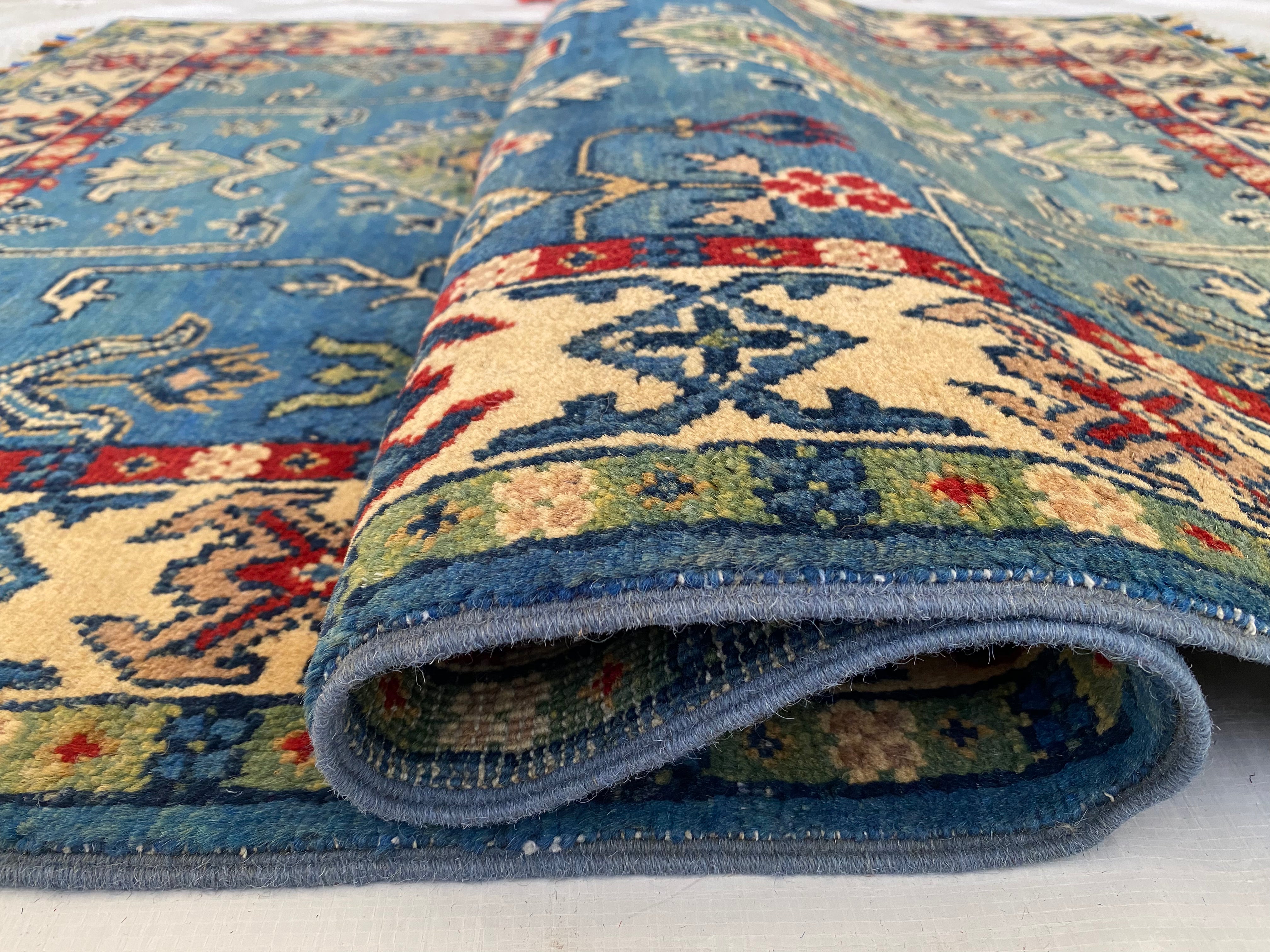Afghani Rug 4x6 size range tribal Blue laid flat