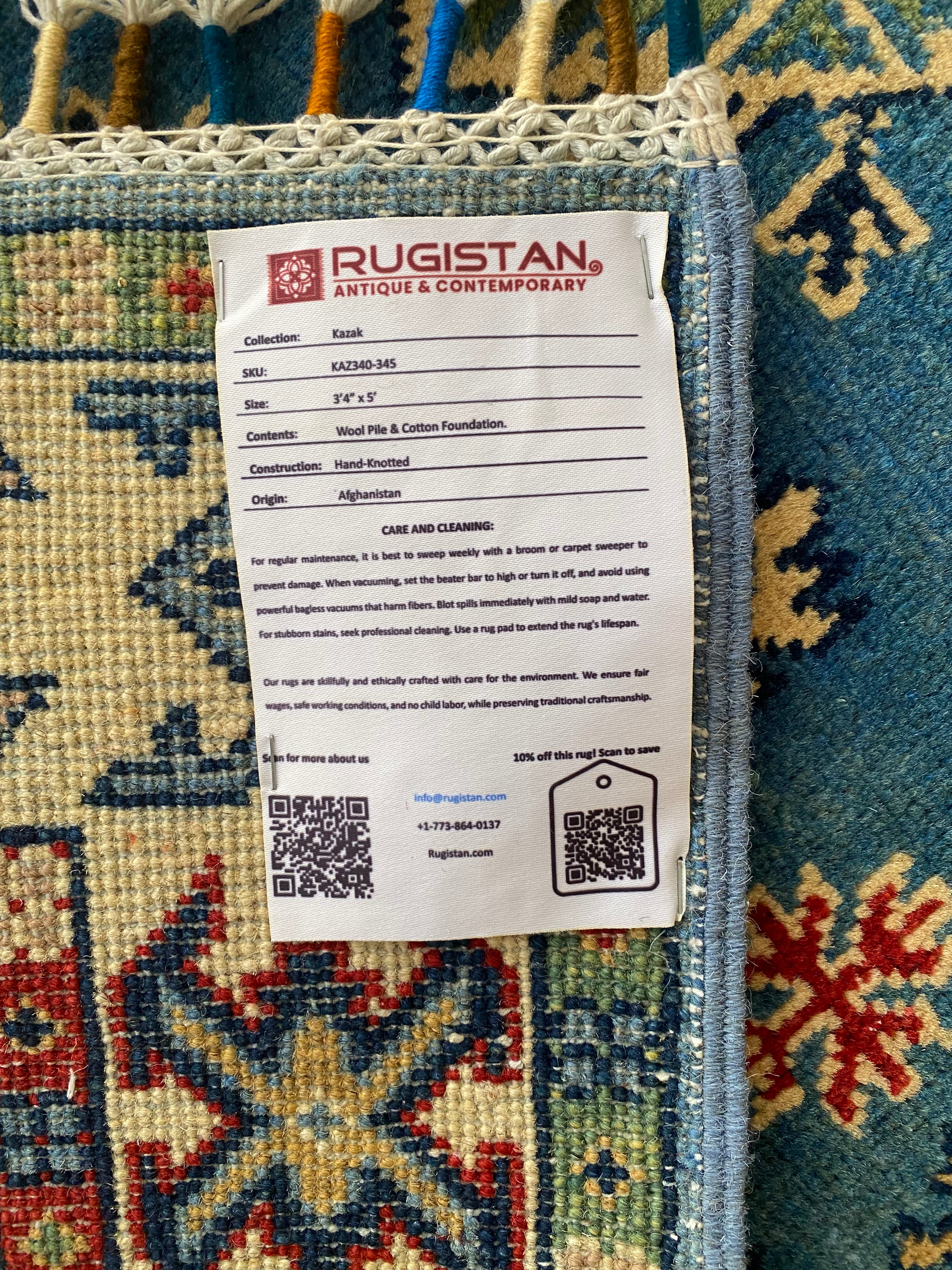 Afghani Rug 4x6 size range tribal Blue laid flat
