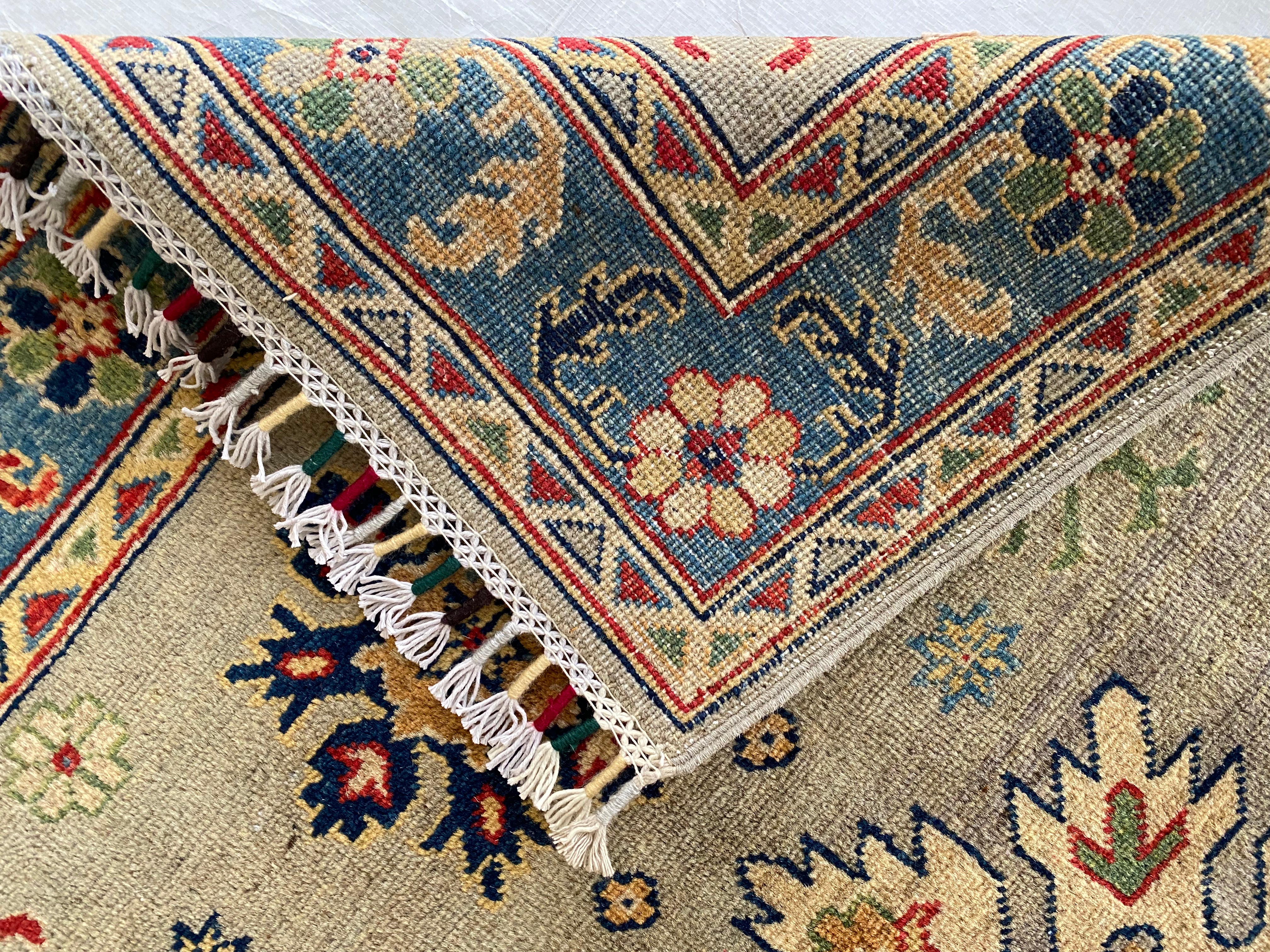 Afghani Rug 4x6 size range tribal Blue Green laid flat