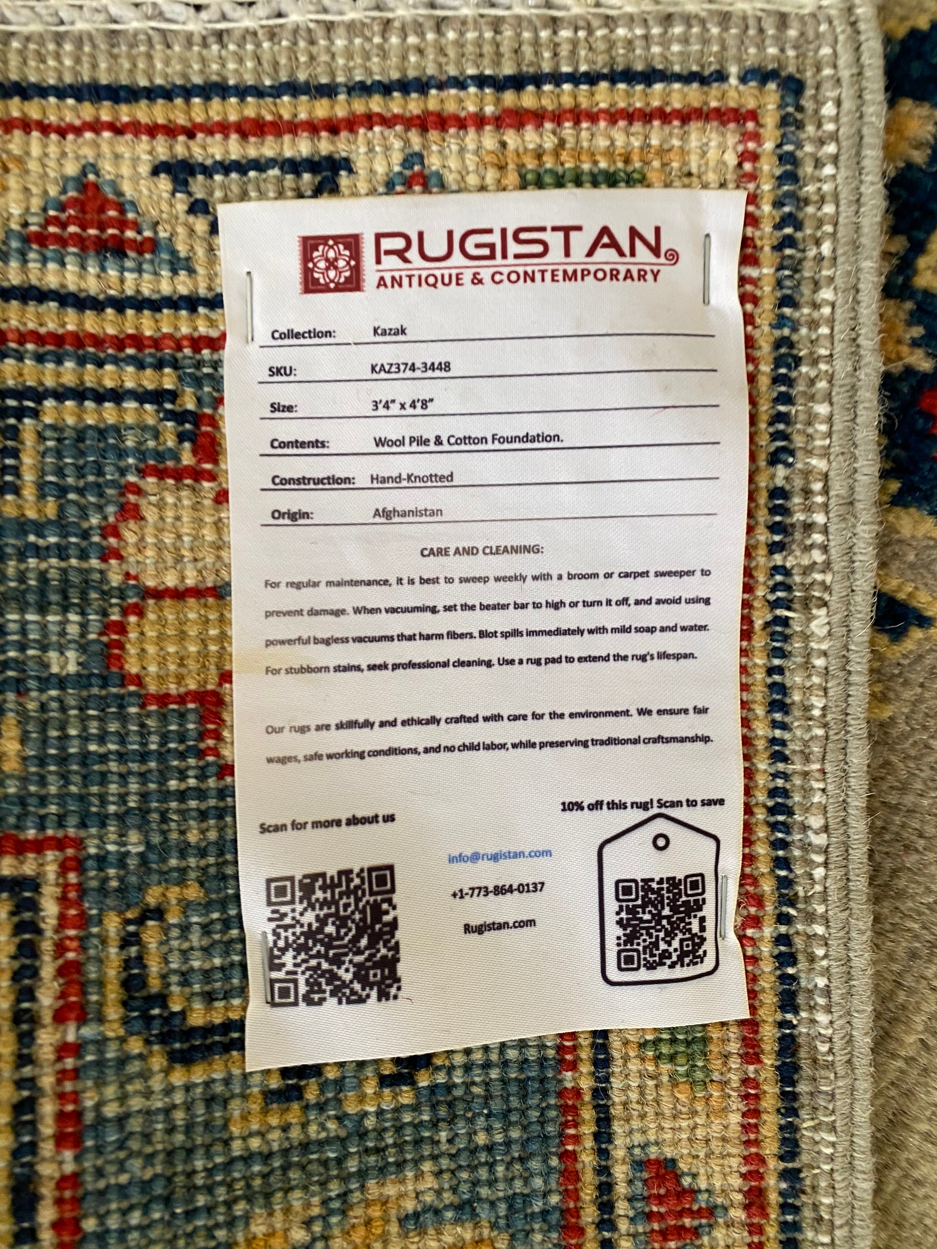 Afghani Rug 4x6 size range tribal Blue Green laid flat
