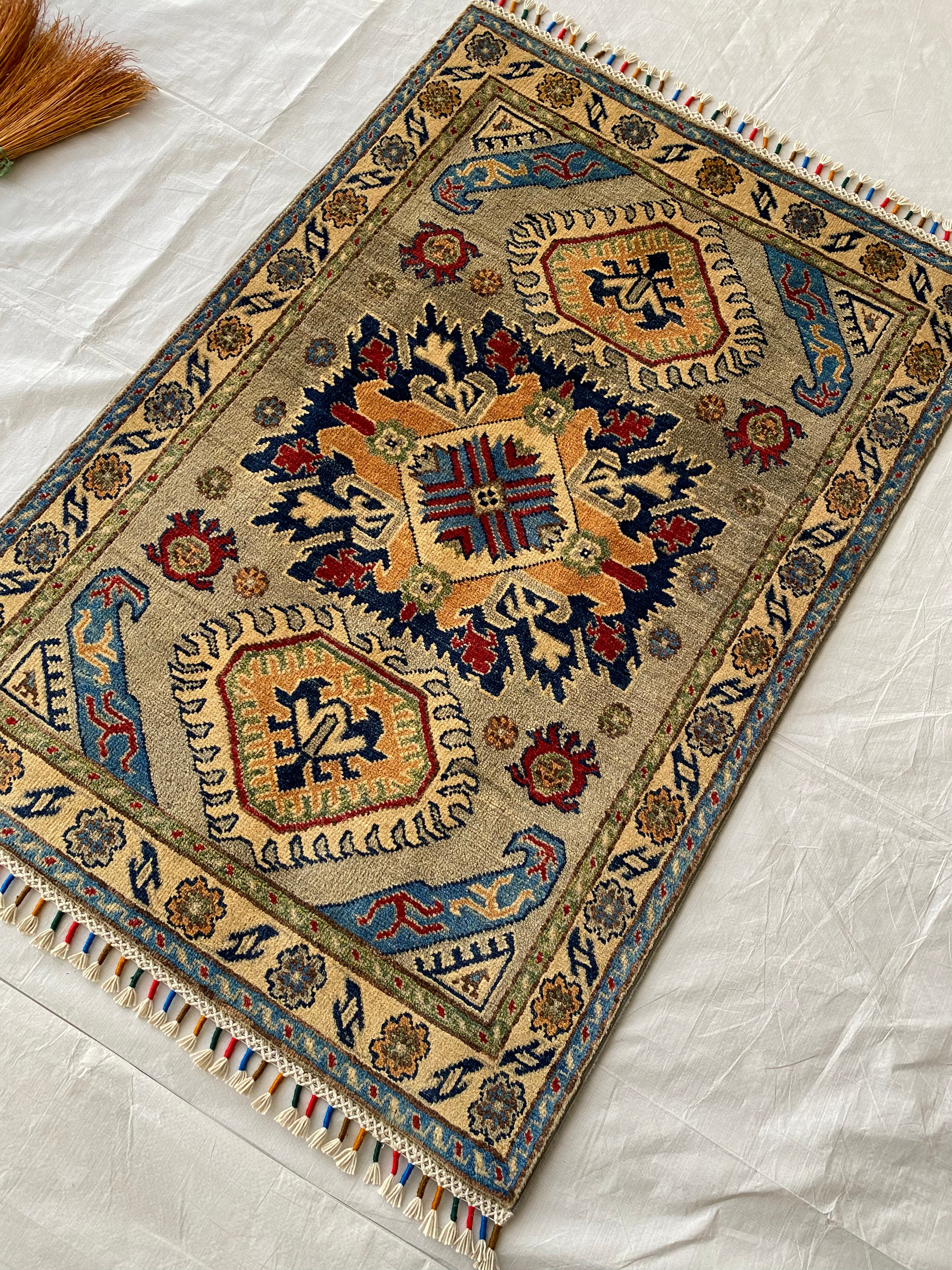 Afghani Rug 3x4 size range tribal laid flat