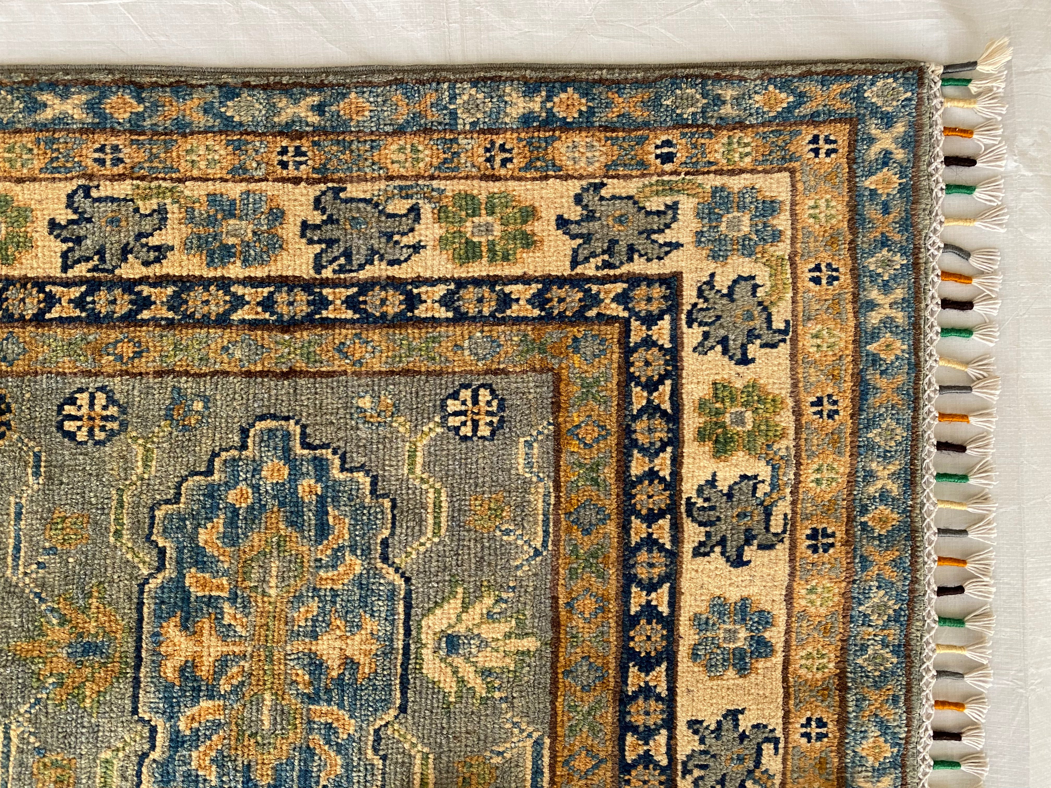 Afghani Rug 4x6 size range tribal Cream laid flat