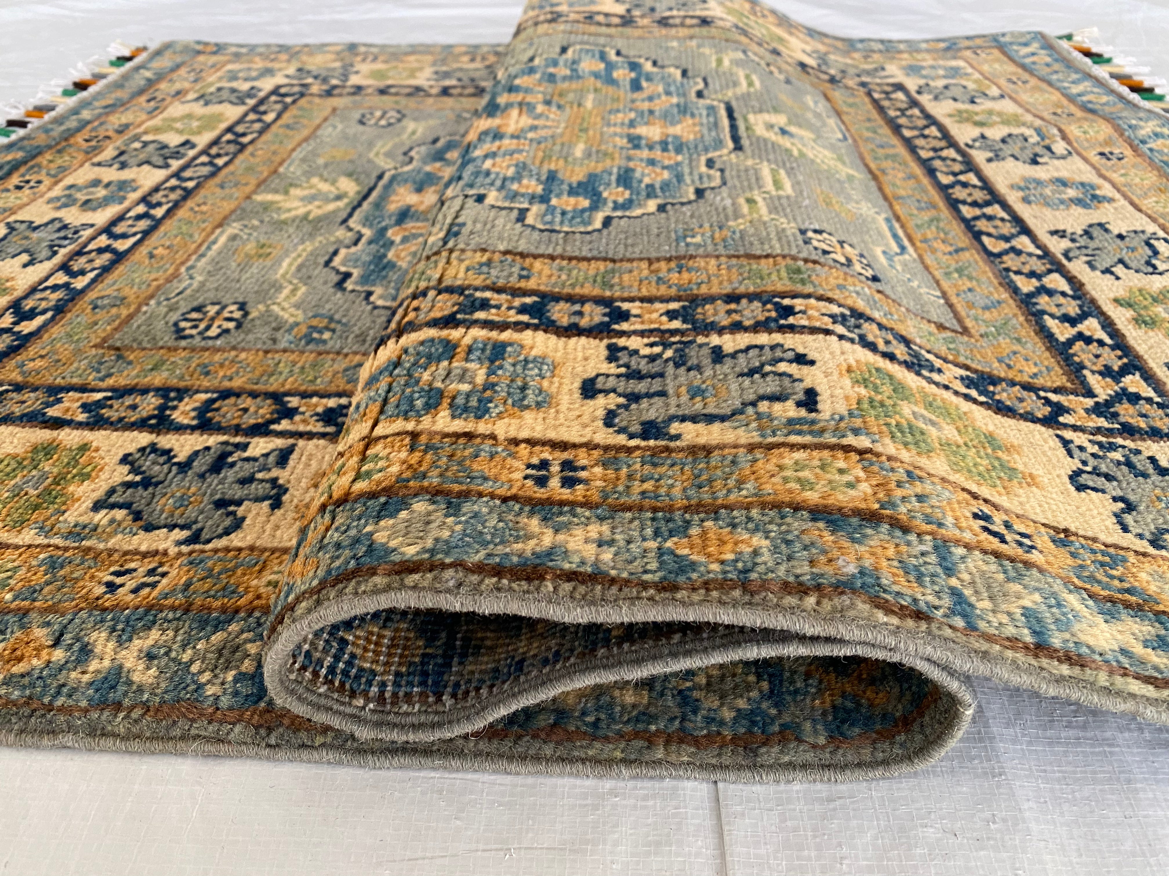 Afghani Rug 4x6 size range tribal Cream laid flat