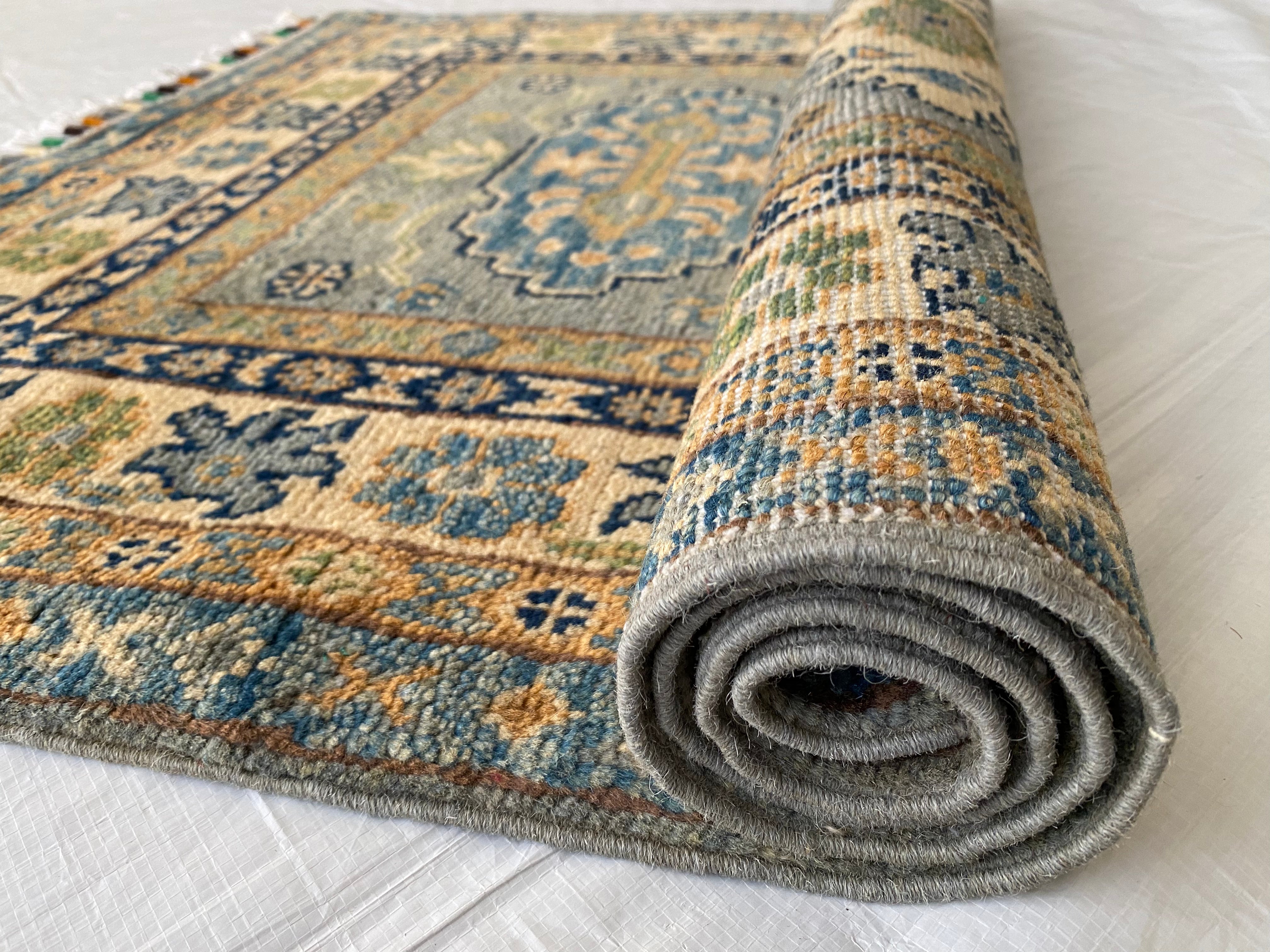 Afghani Rug 4x6 size range tribal Cream laid flat