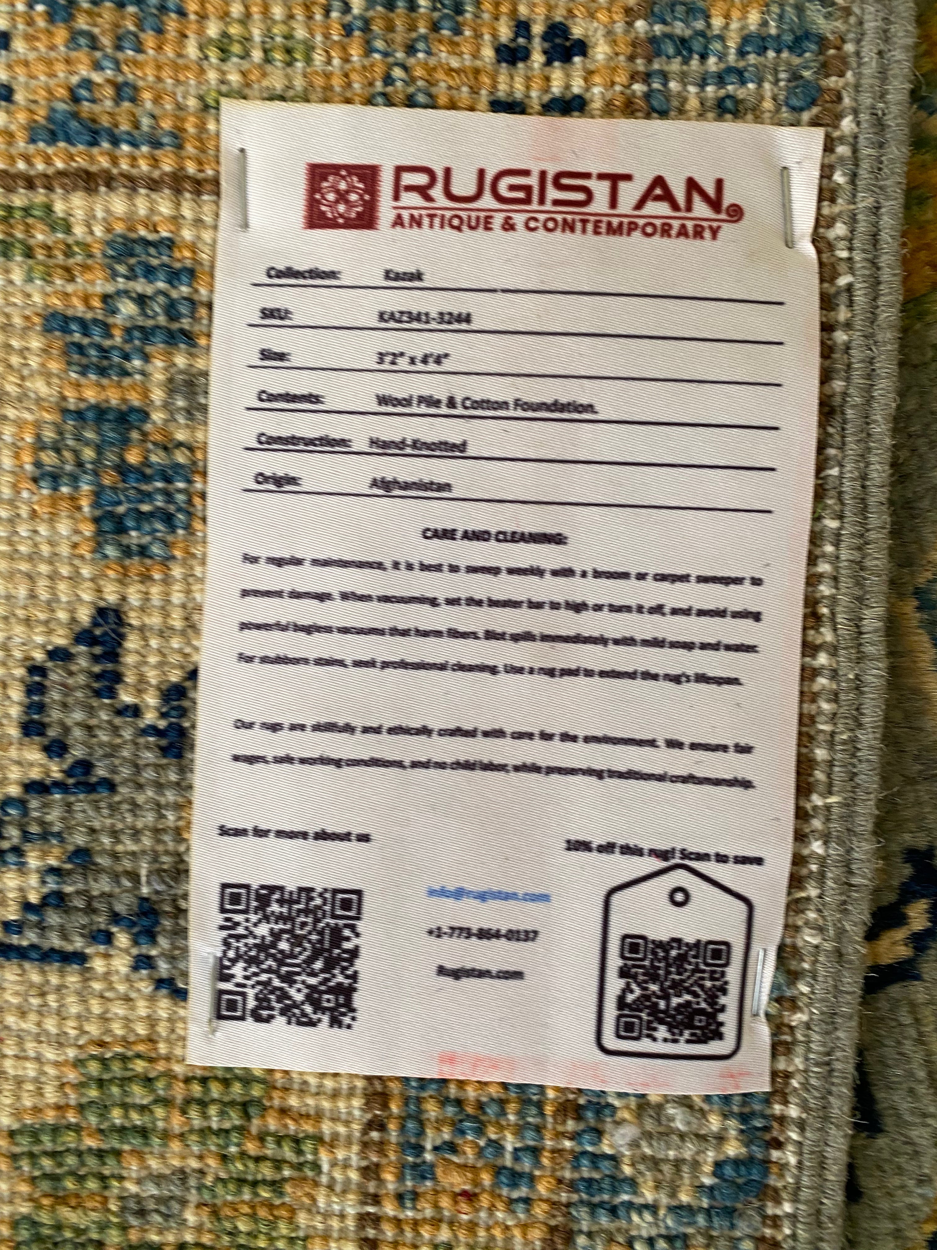 Afghani Rug 4x6 size range tribal Cream laid flat