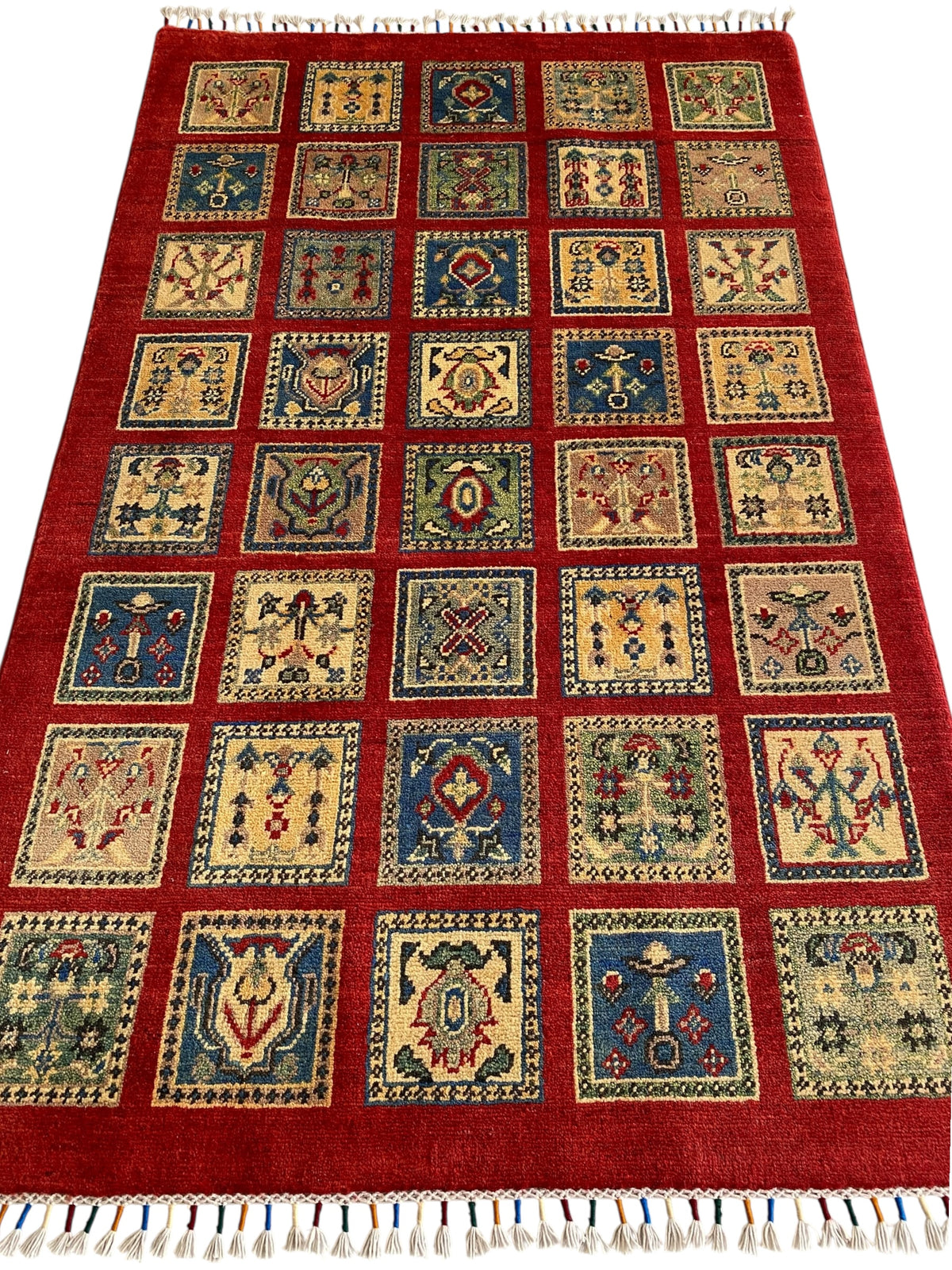Afghani Rug 4x6 size range tribal Red laid flat