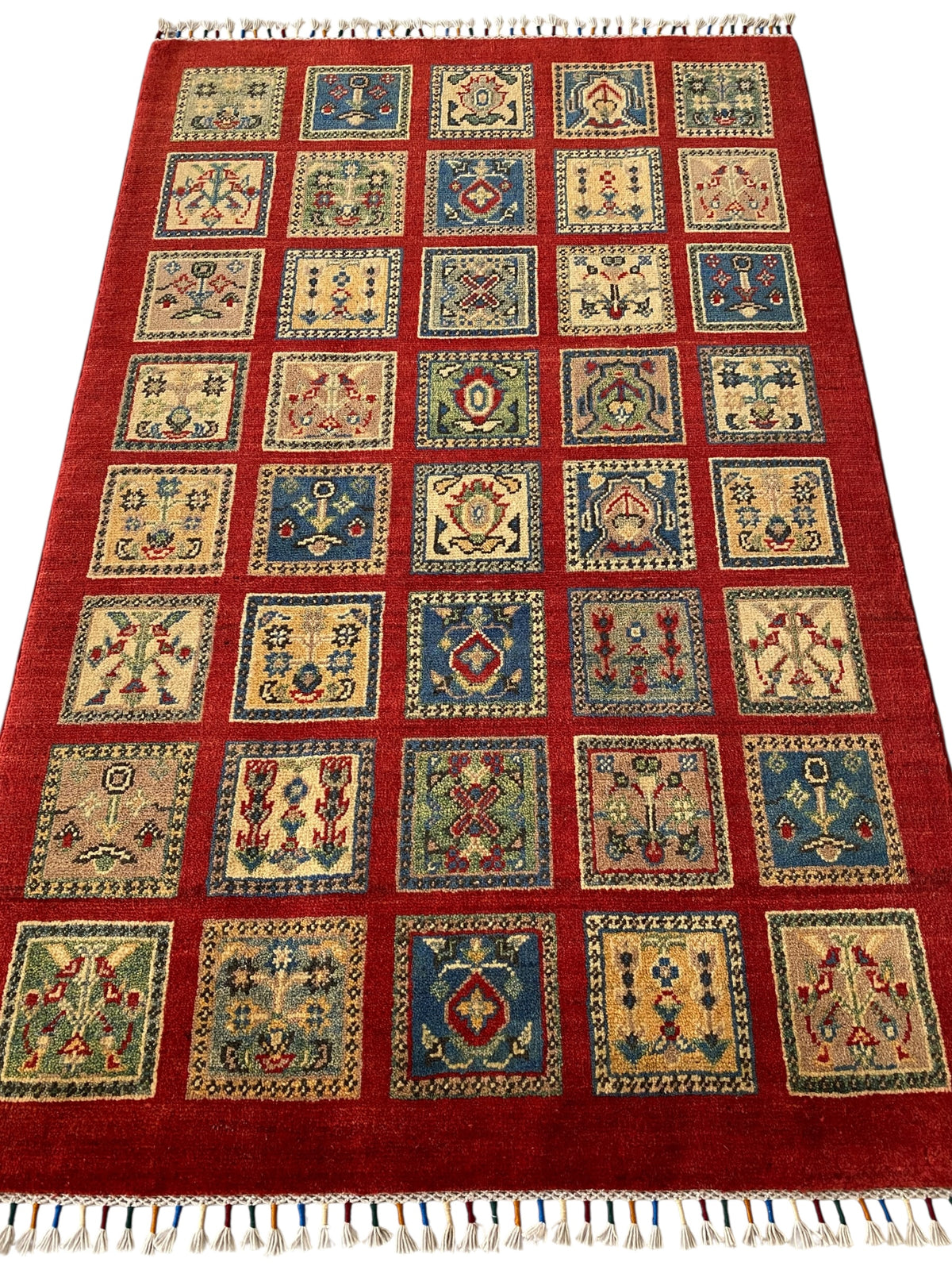 Afghani Rug 4x6 size range tribal Red laid flat