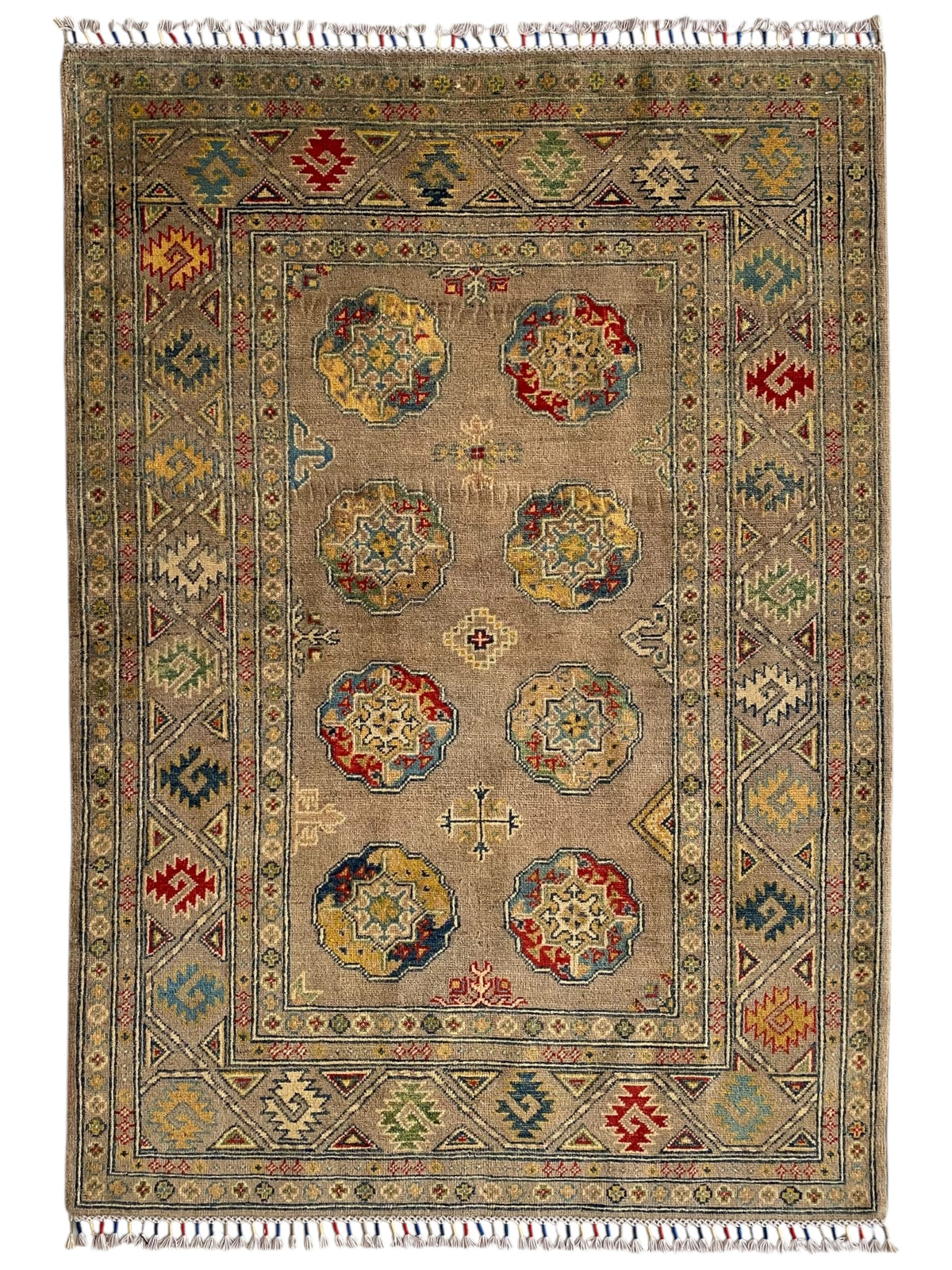 Afghani Rug 5x8 size range tribal Beige laid flat