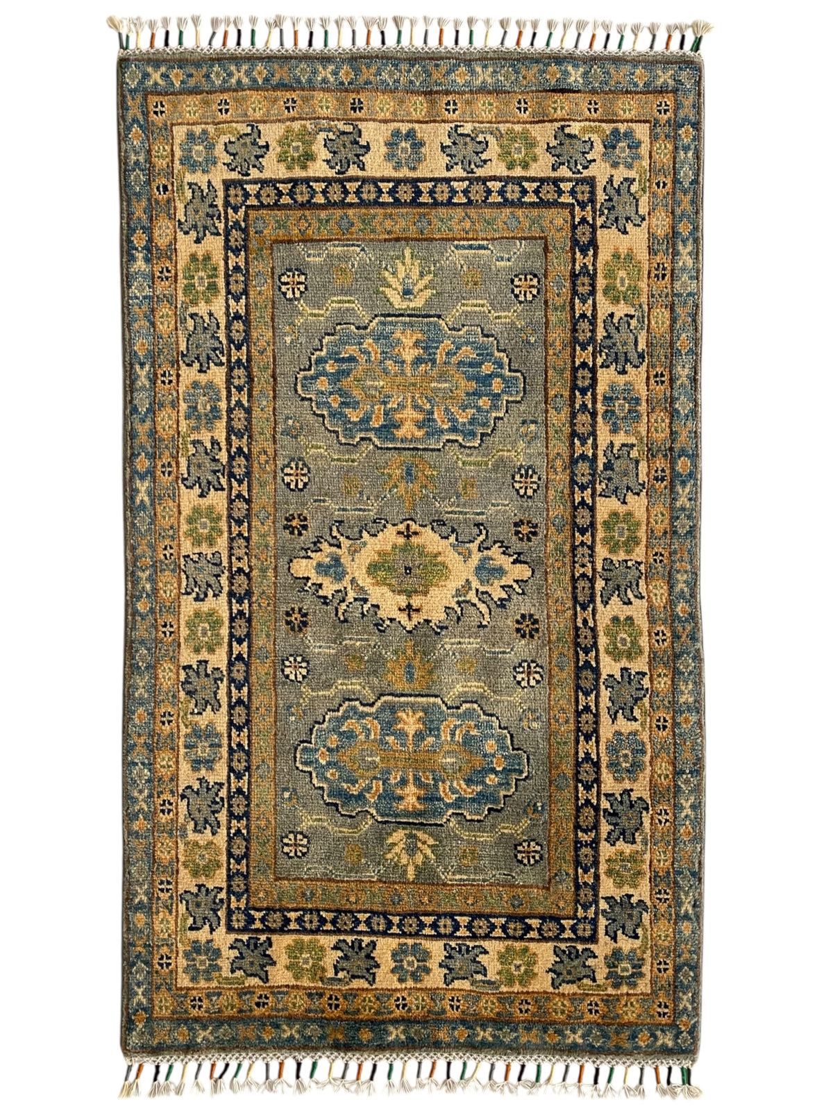 Afghani Rug 4x6 size range tribal Cream laid flat