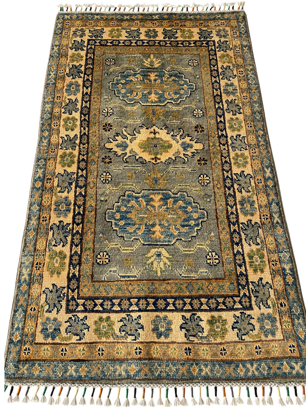 Afghani Rug 4x6 size range tribal Cream laid flat
