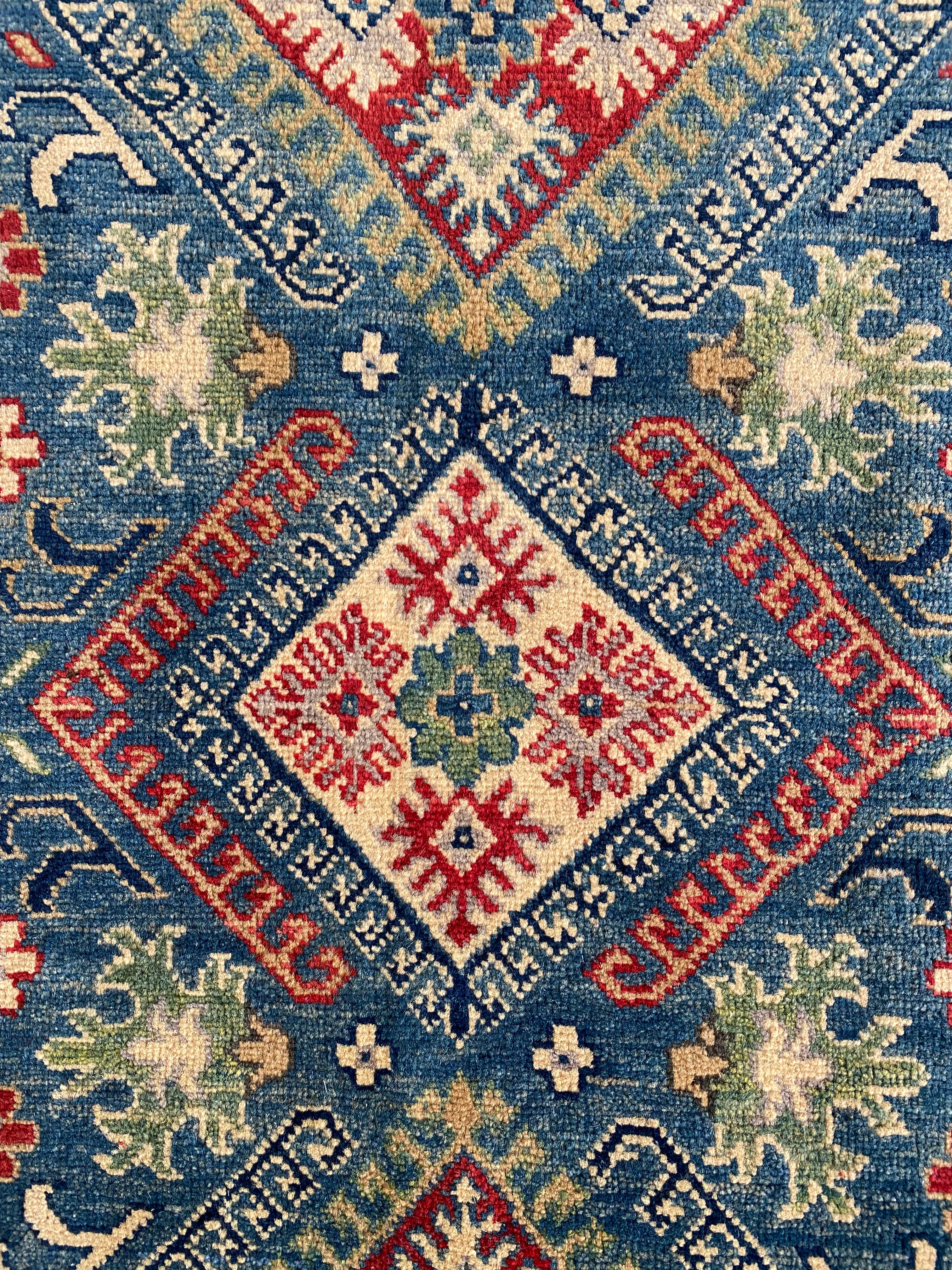 Afghani Rug 4x6 size range tribal Blue laid flat