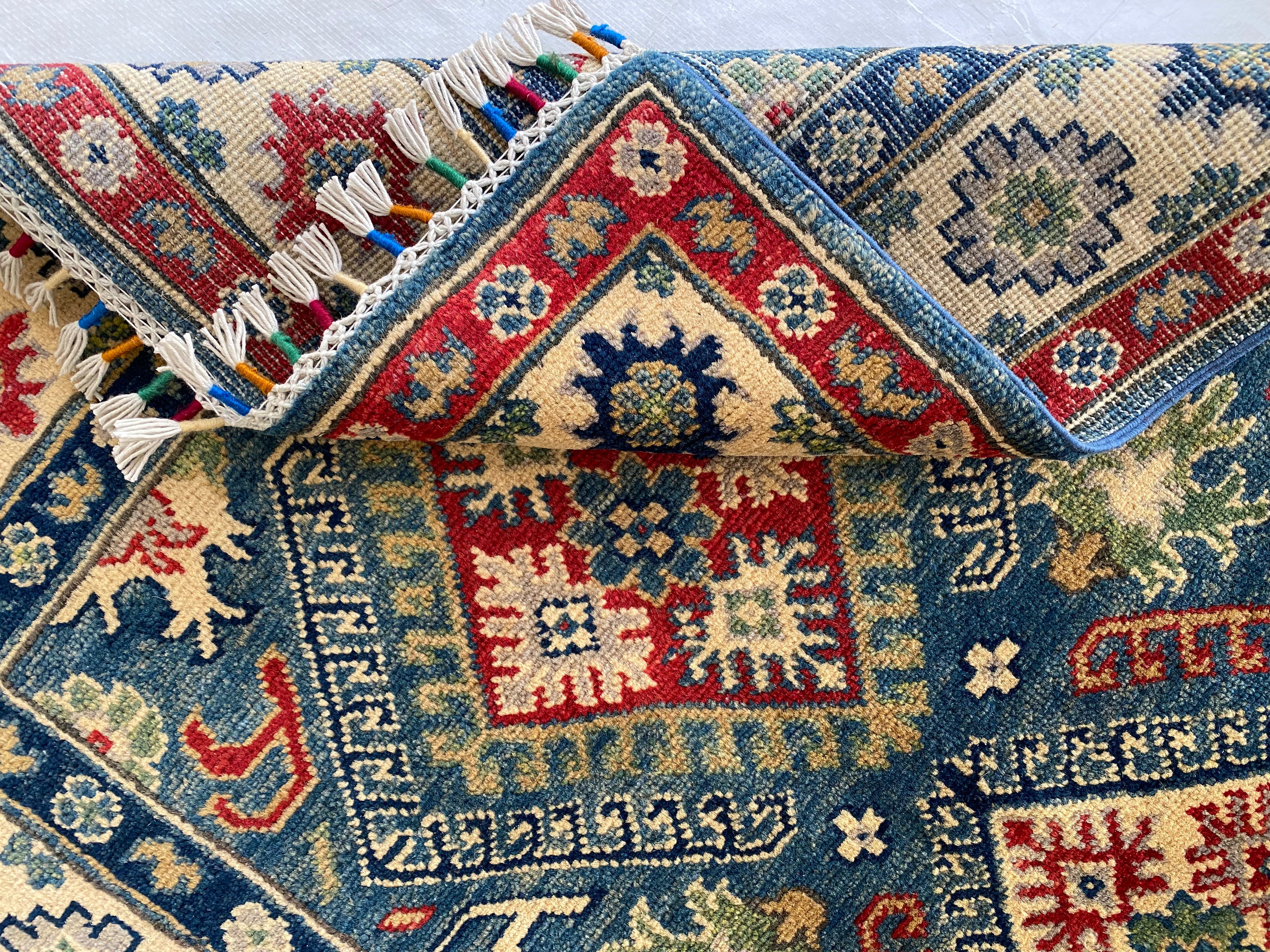 Afghani Rug 4x6 size range tribal Blue laid flat
