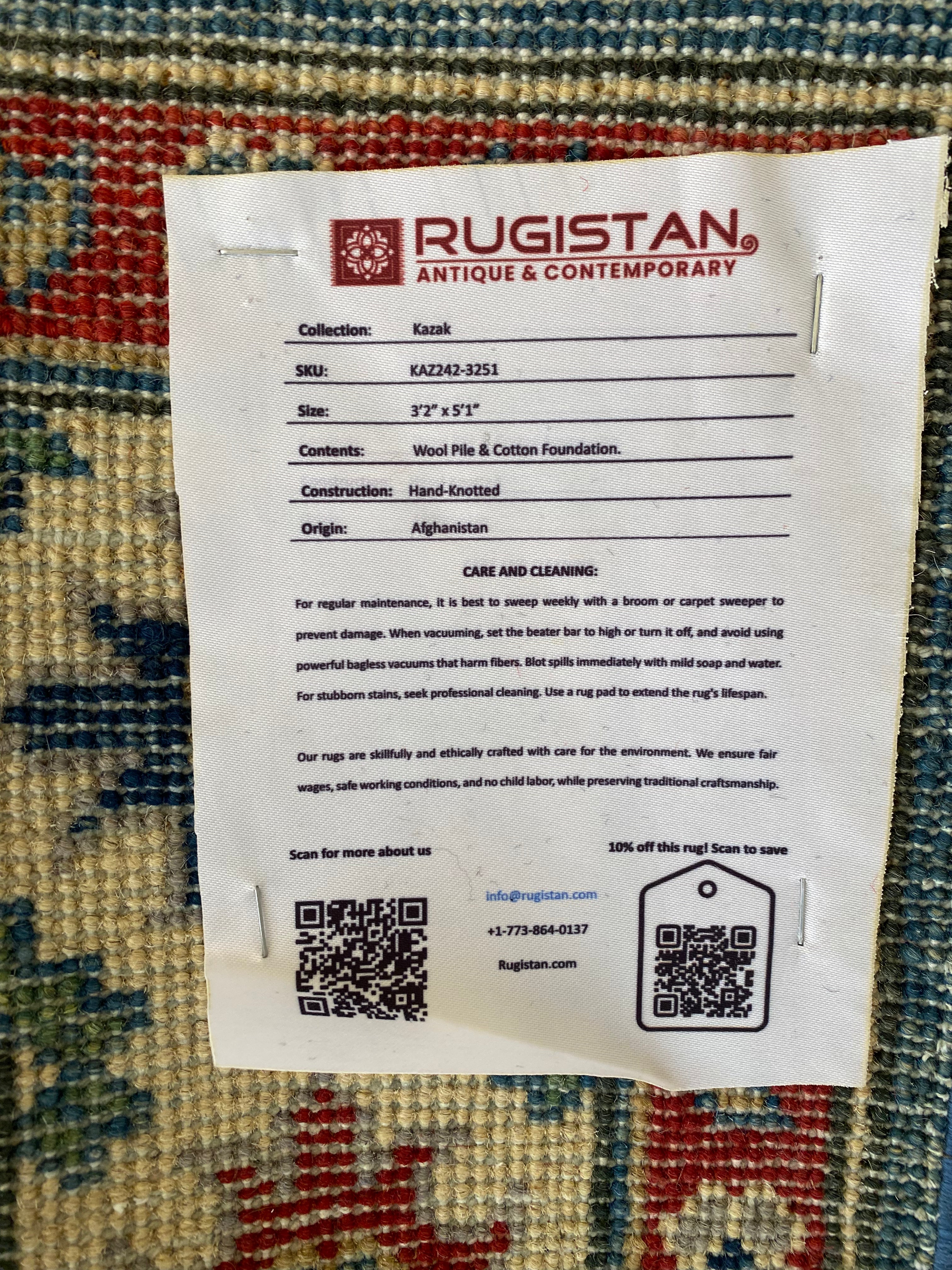 Afghani Rug 4x6 size range tribal Blue laid flat