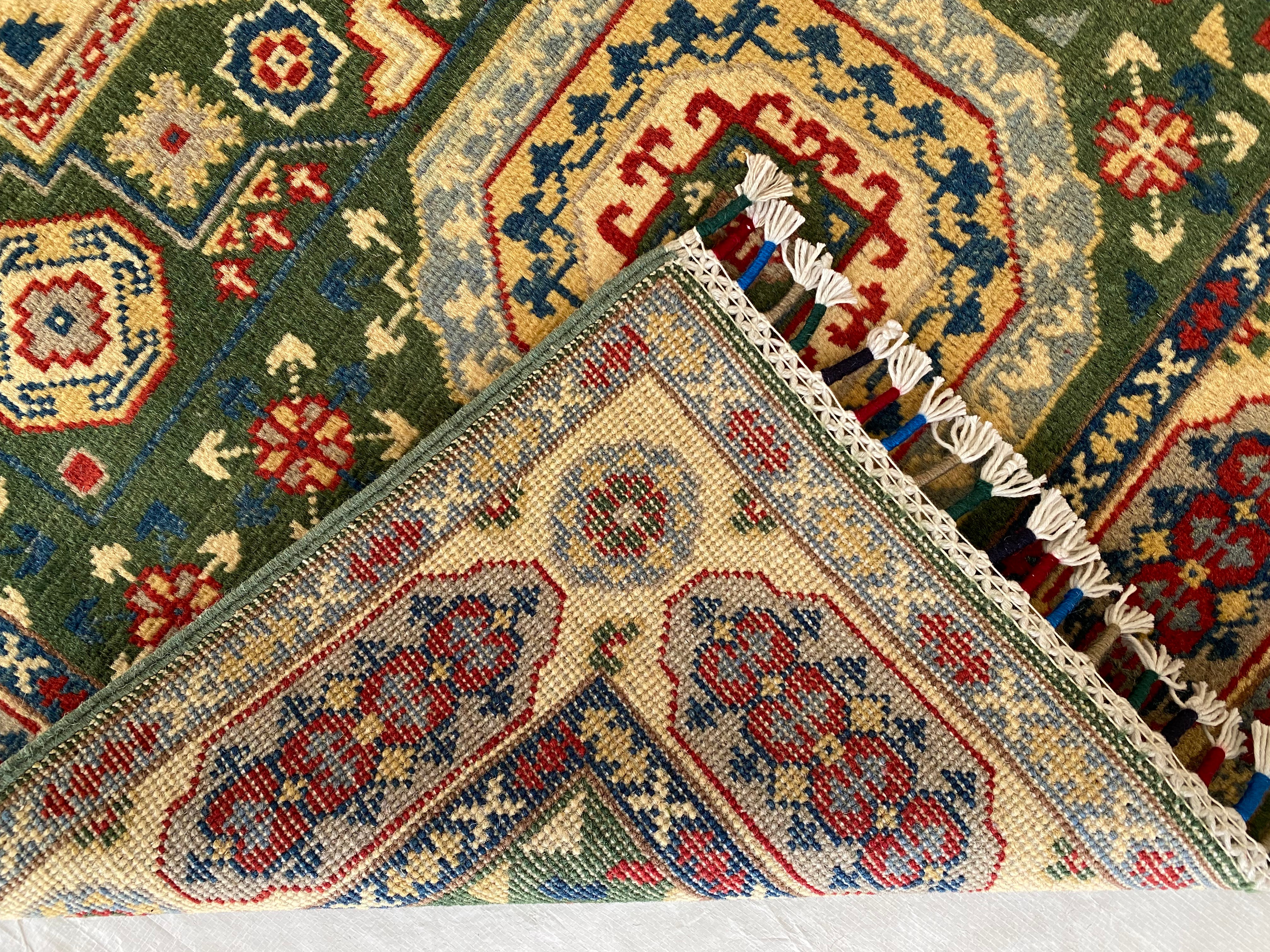 Afghani Rug 4x6 size range tribal Beige Green laid flat