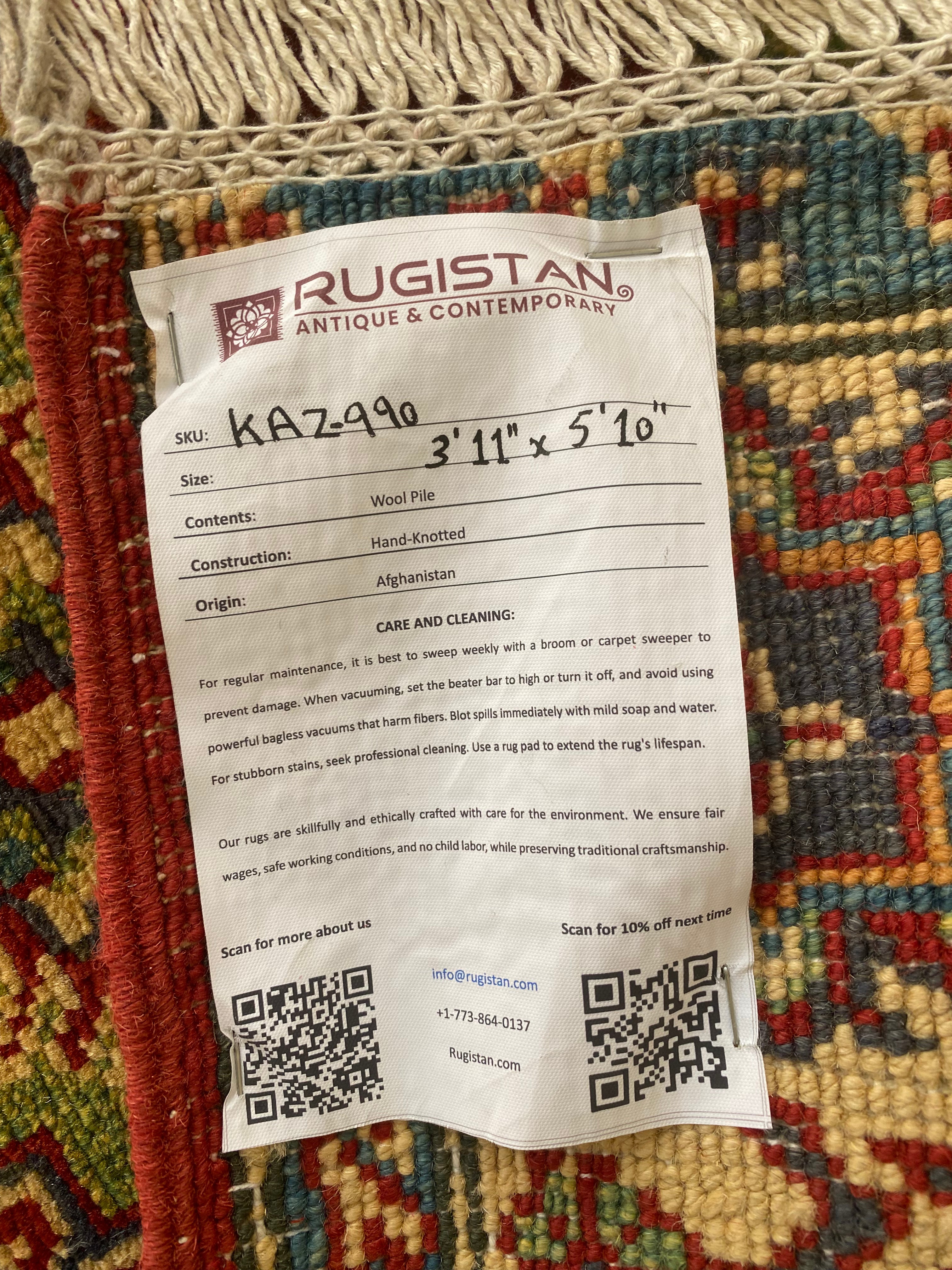 Afghani Rug 4x6 size range tribal laid flat