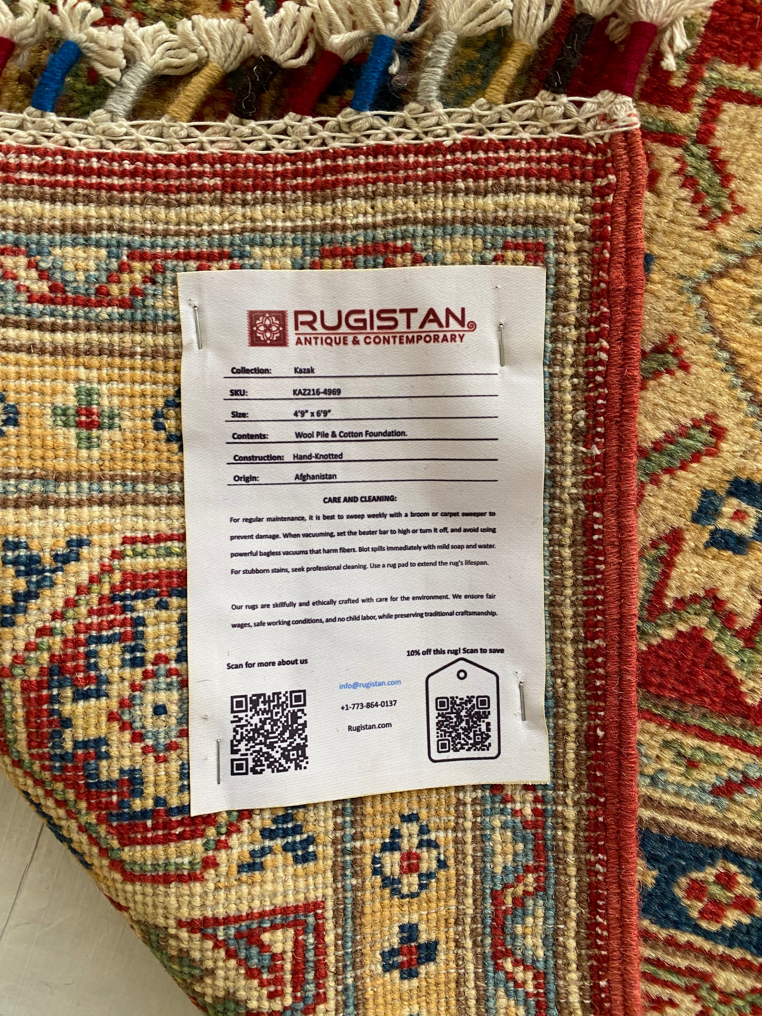 Afghani Rug 5x8 size range tribal Red Cream laid flat